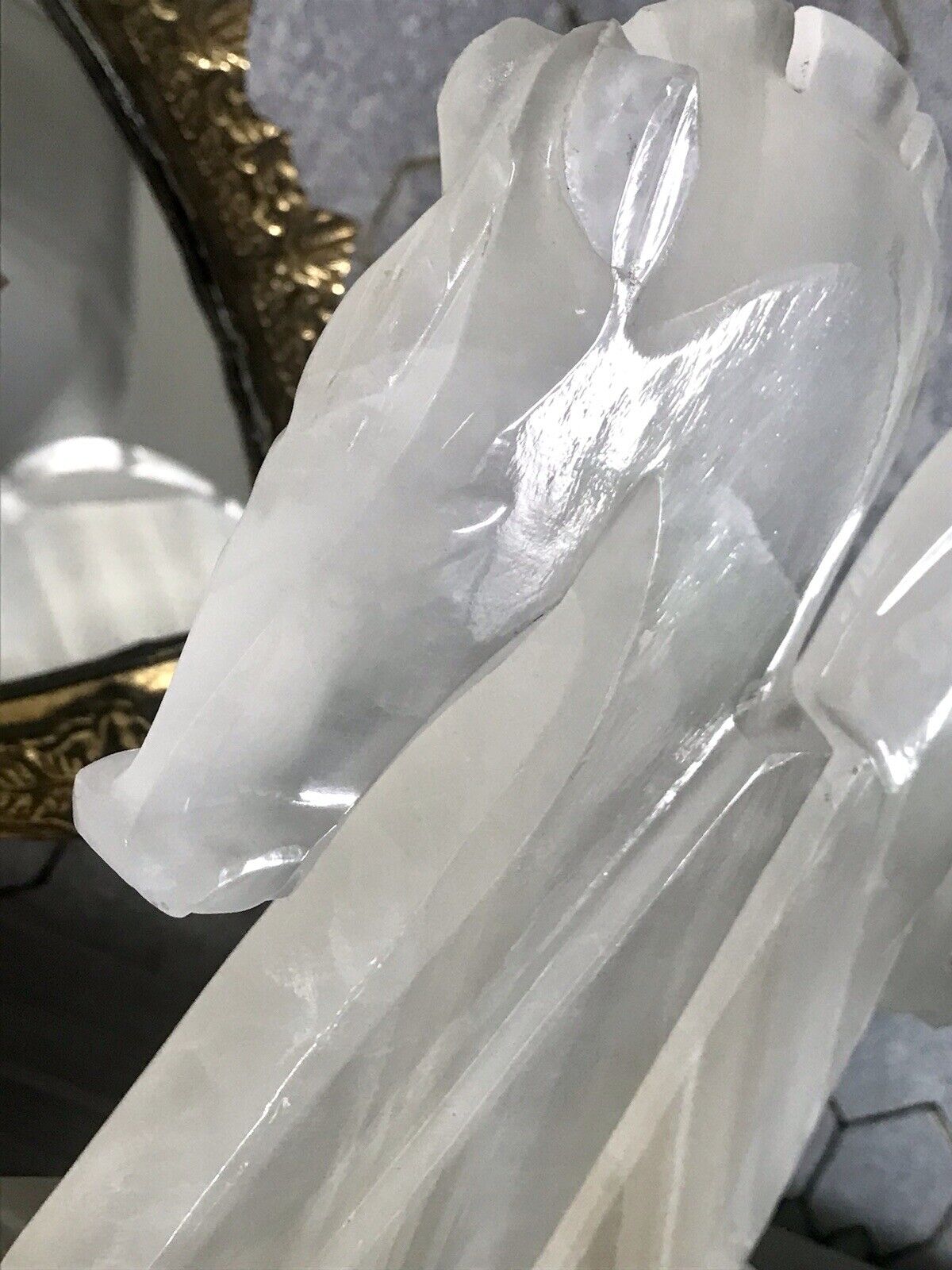 Vintage Alabaster 2 Buchstützen  weißer Onyx wundervoll! 60er 70er