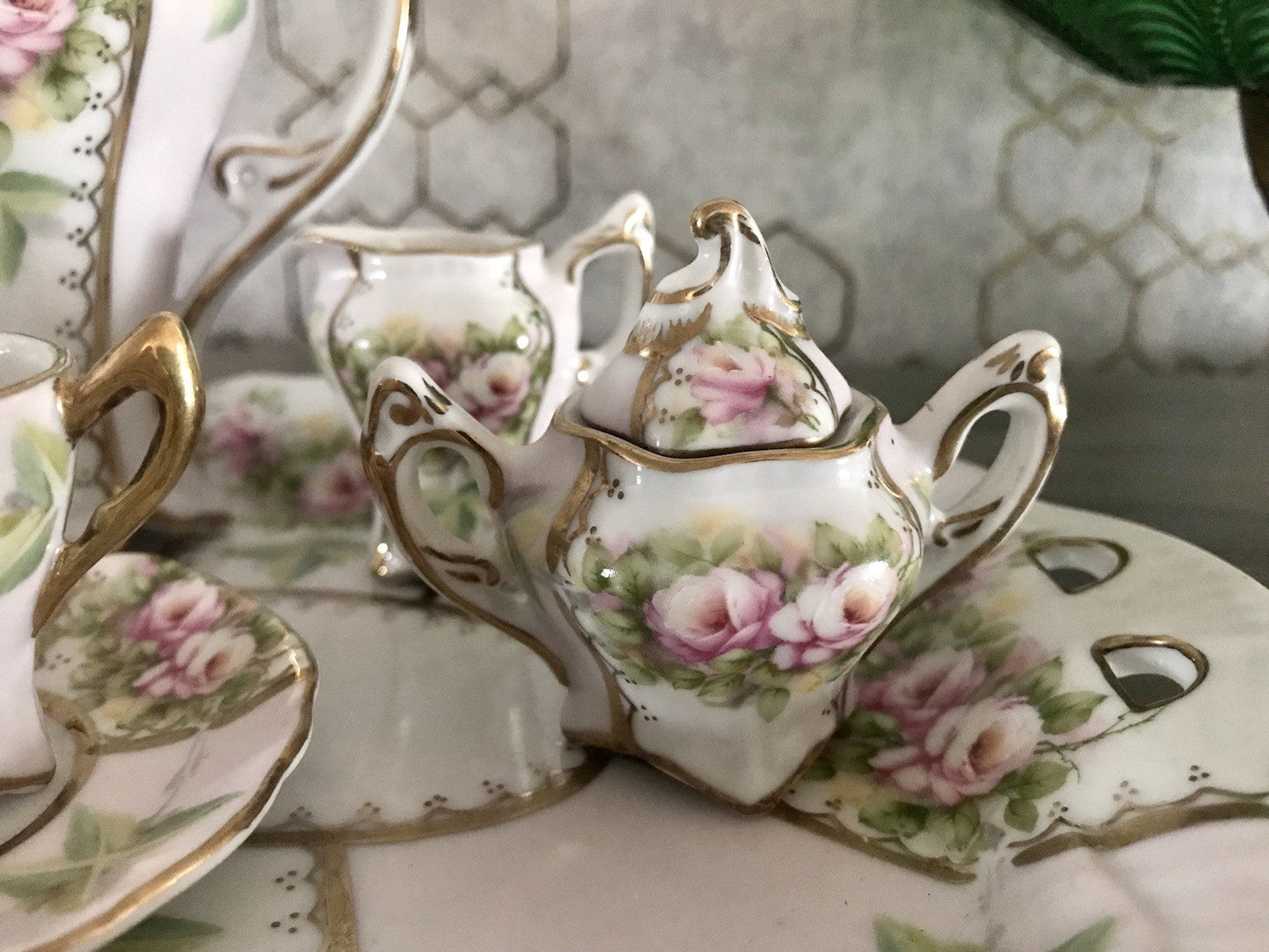 Replik Puppenservice Porzellan Kaffeeservice Geschirr Miniatur MO Othengrafen