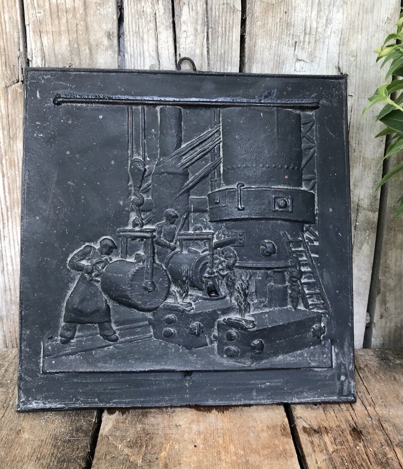 Alt Vintage Eisenguss Wandrelief Bild Relief Gusseisen Eisenhütte Biedenkopf