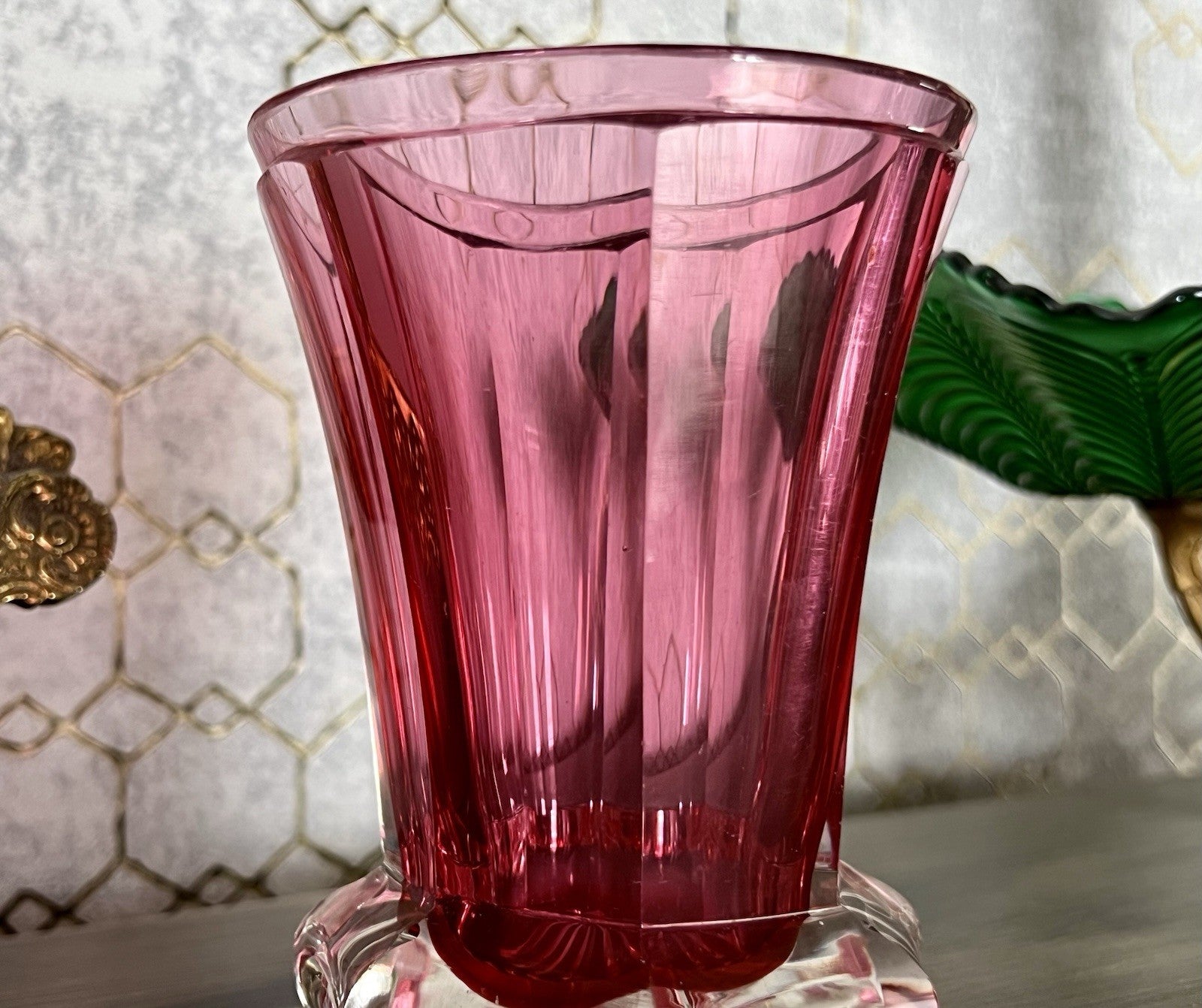 Antik Fußbecher Rubinrot Becher Weinglas Ranftbecher Glas goldrubin