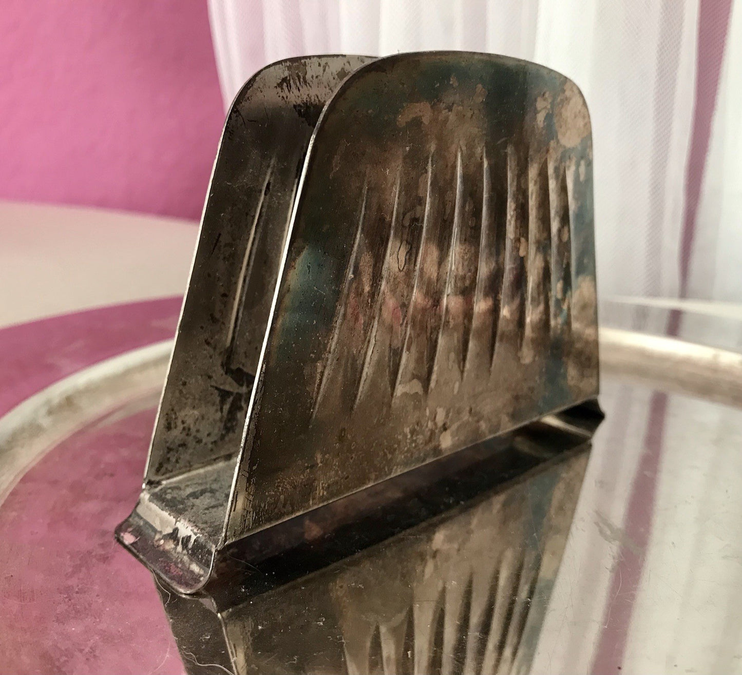 Vintage Mid Century String-Ära 60er Serviettenhalter versilbert