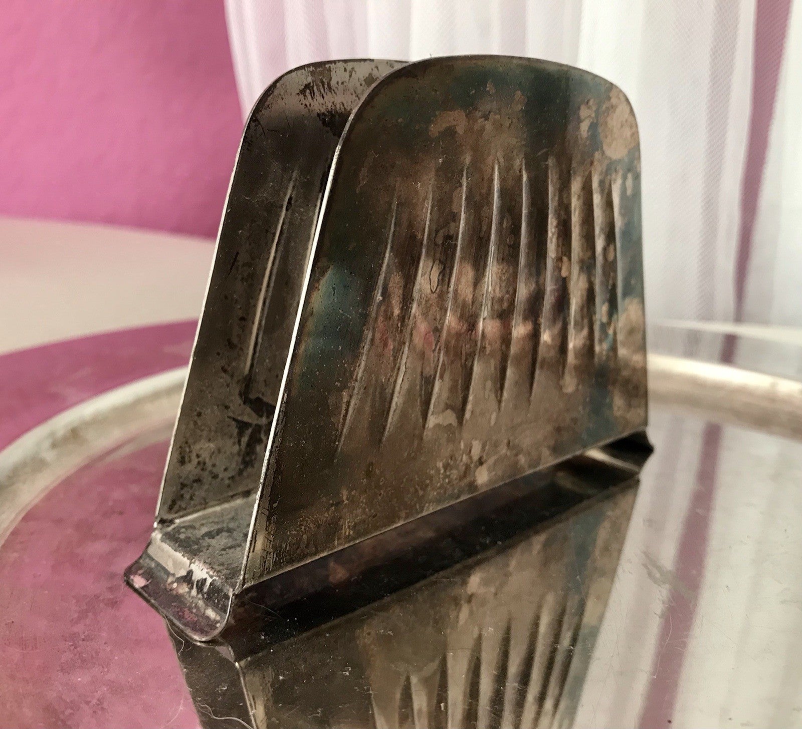 Vintage Mid Century String-Ära 60er Serviettenhalter versilbert