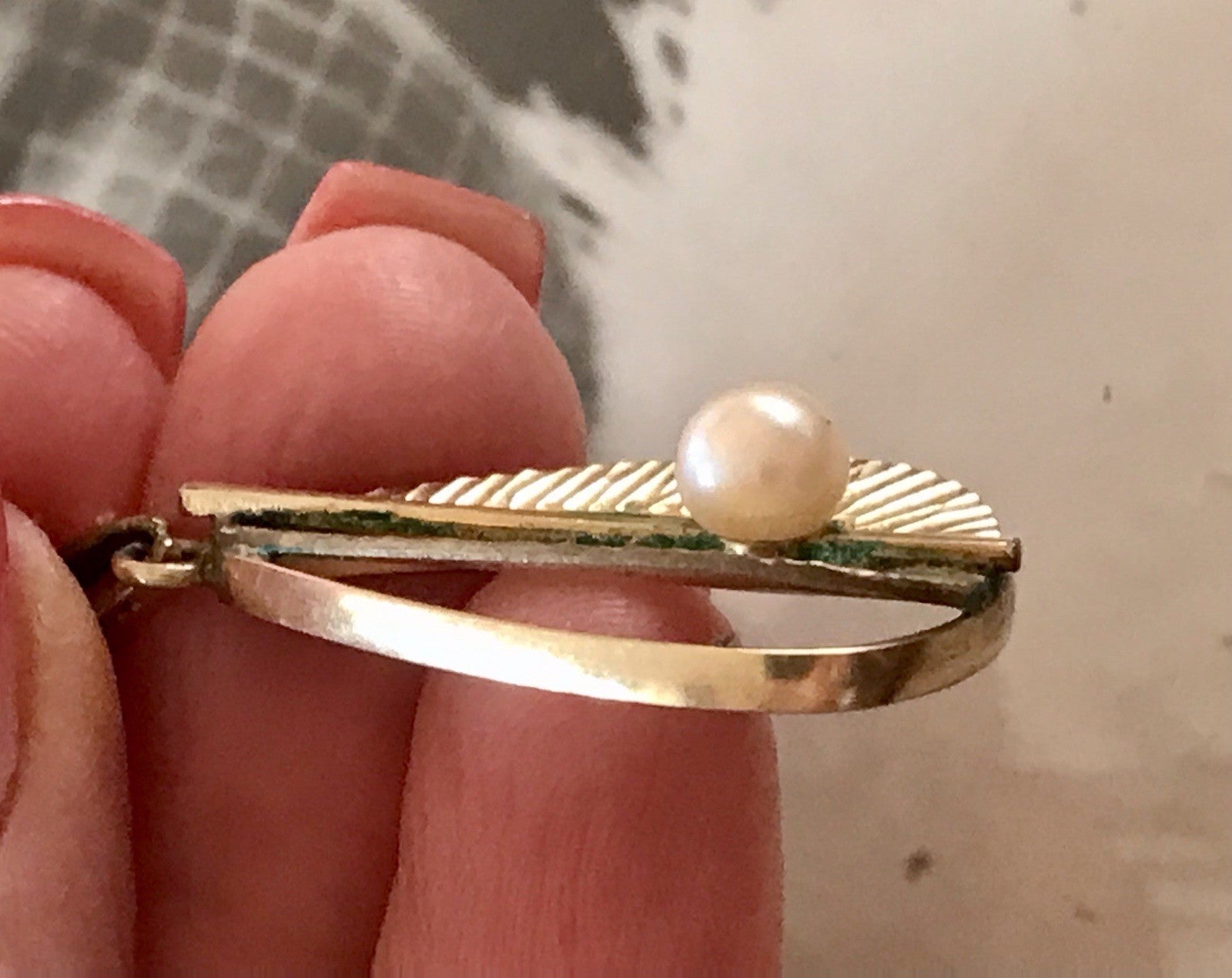 Vintage Designer Anhänger Perle Amerik. Doublè vergoldet