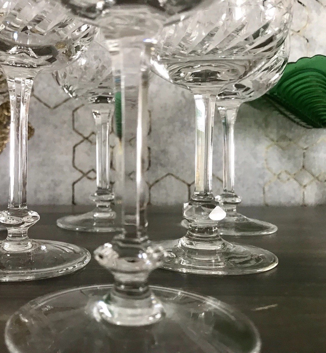 Antik Art Déco 5 Weingläser Gläser Schliff Kristallglas Edel Schön Treviris V&B