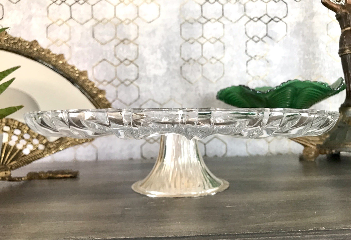 Vintage Tortenständer Tortenplatte Glas Kristallglas Bleikristall