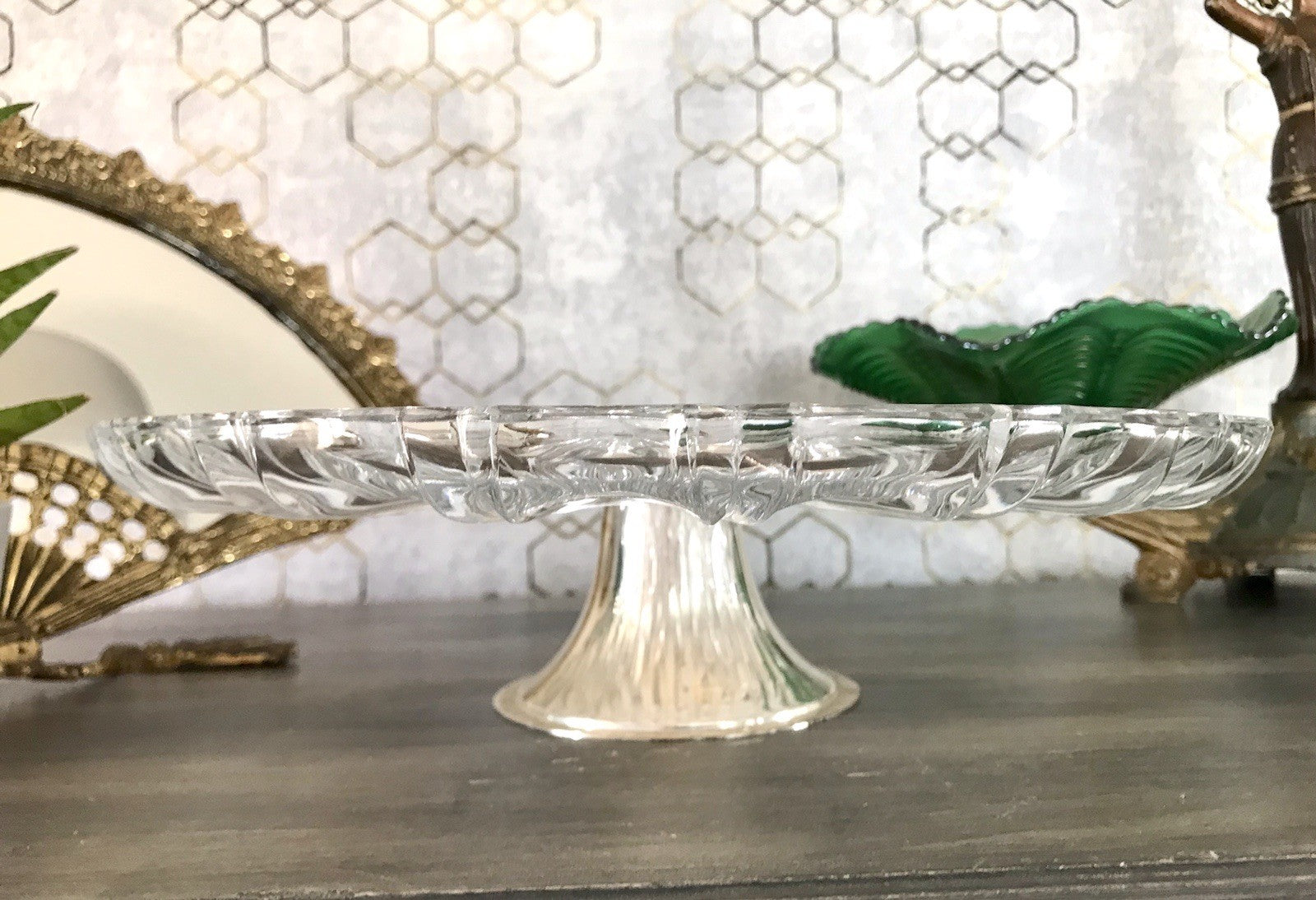 Vintage Tortenständer Tortenplatte Glas Kristallglas Bleikristall
