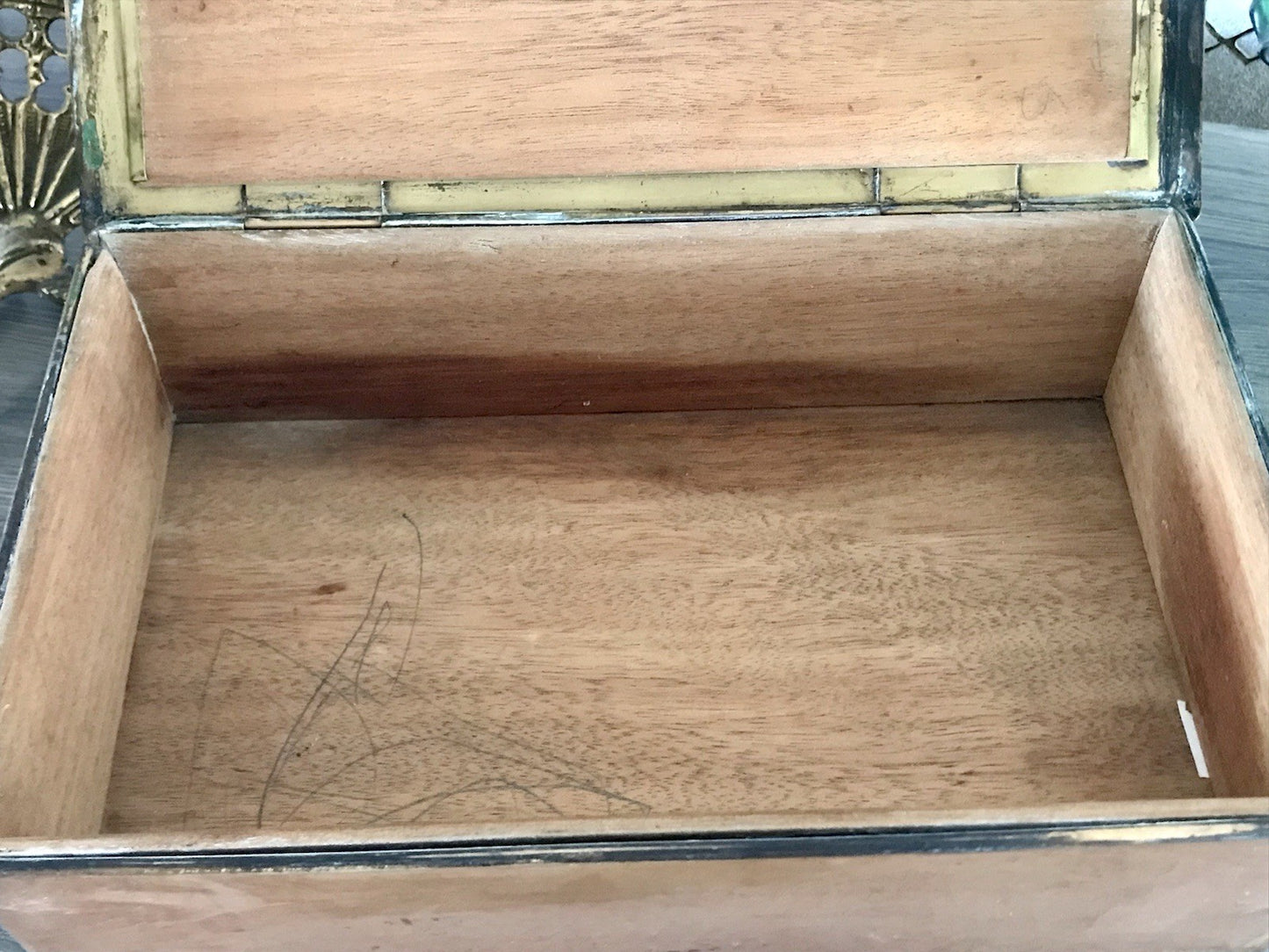 Antik WMF Jugendstil Messing Schatulle Zigarrendose Dose wunderschön Kegelklub