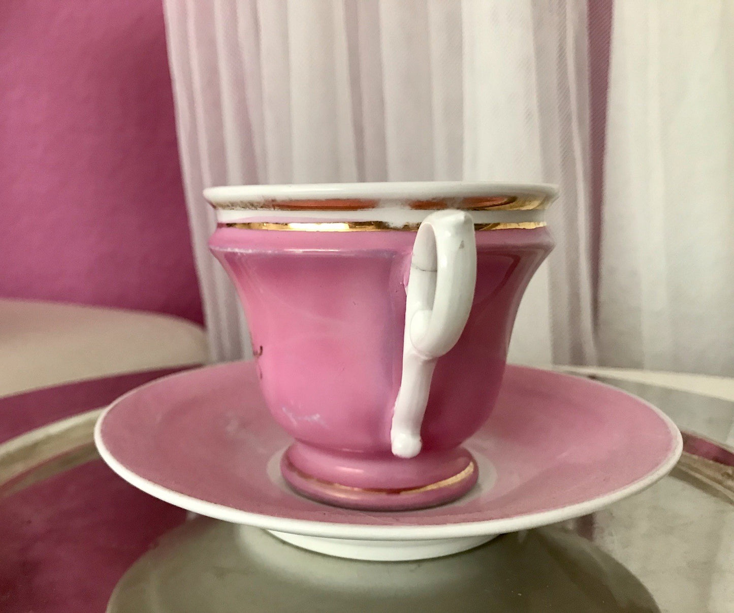 Antik Porzellan Andenken Becher Gedeck Sammeltasse Tasse „Zum Andenken“ Tielsch