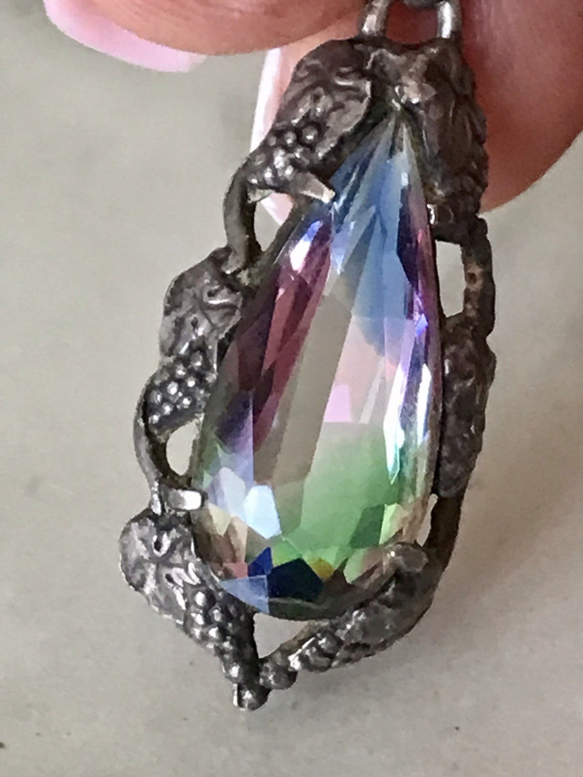 Antik Art Déco Edel Anhänger Kettenanhänger Silber 835 SUPER Rheinkiesel