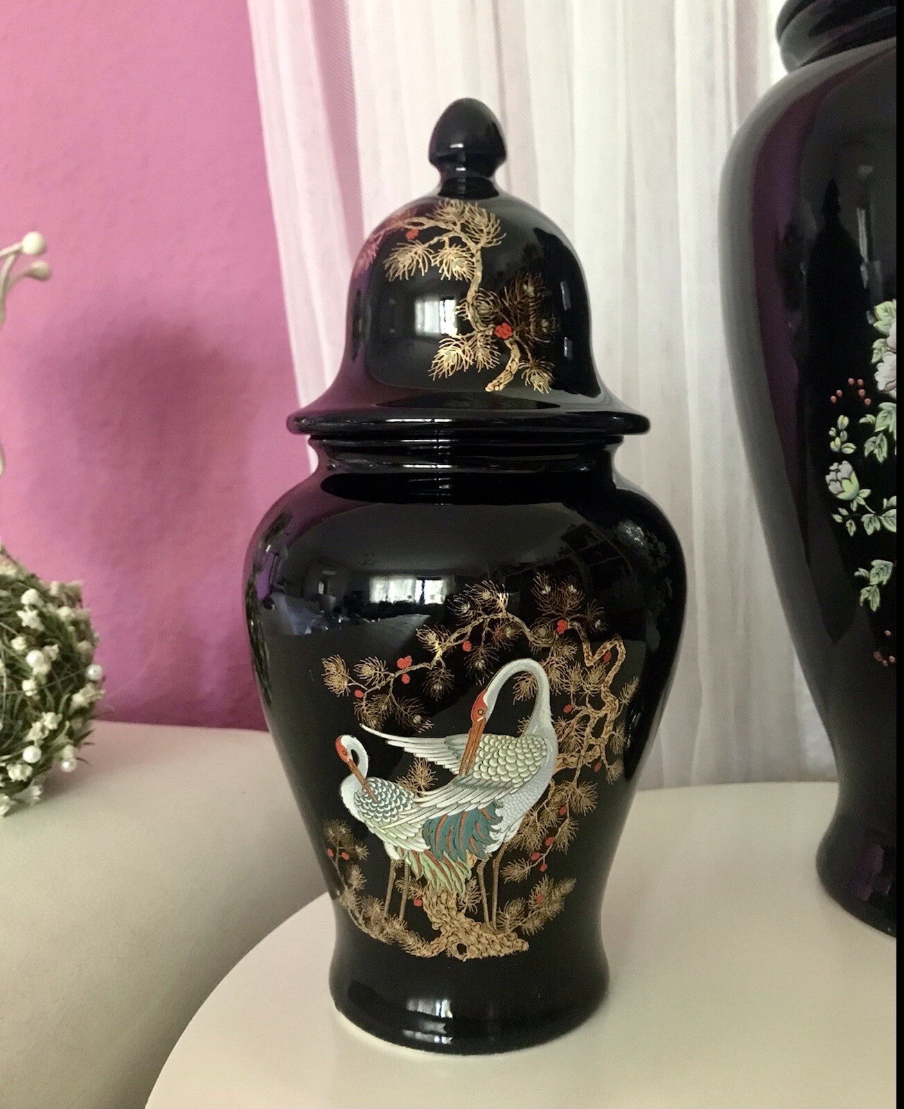 Vintage 1 Porzellan Prunkvase Deckelvase Vase Italien MCModernistisch schwarz