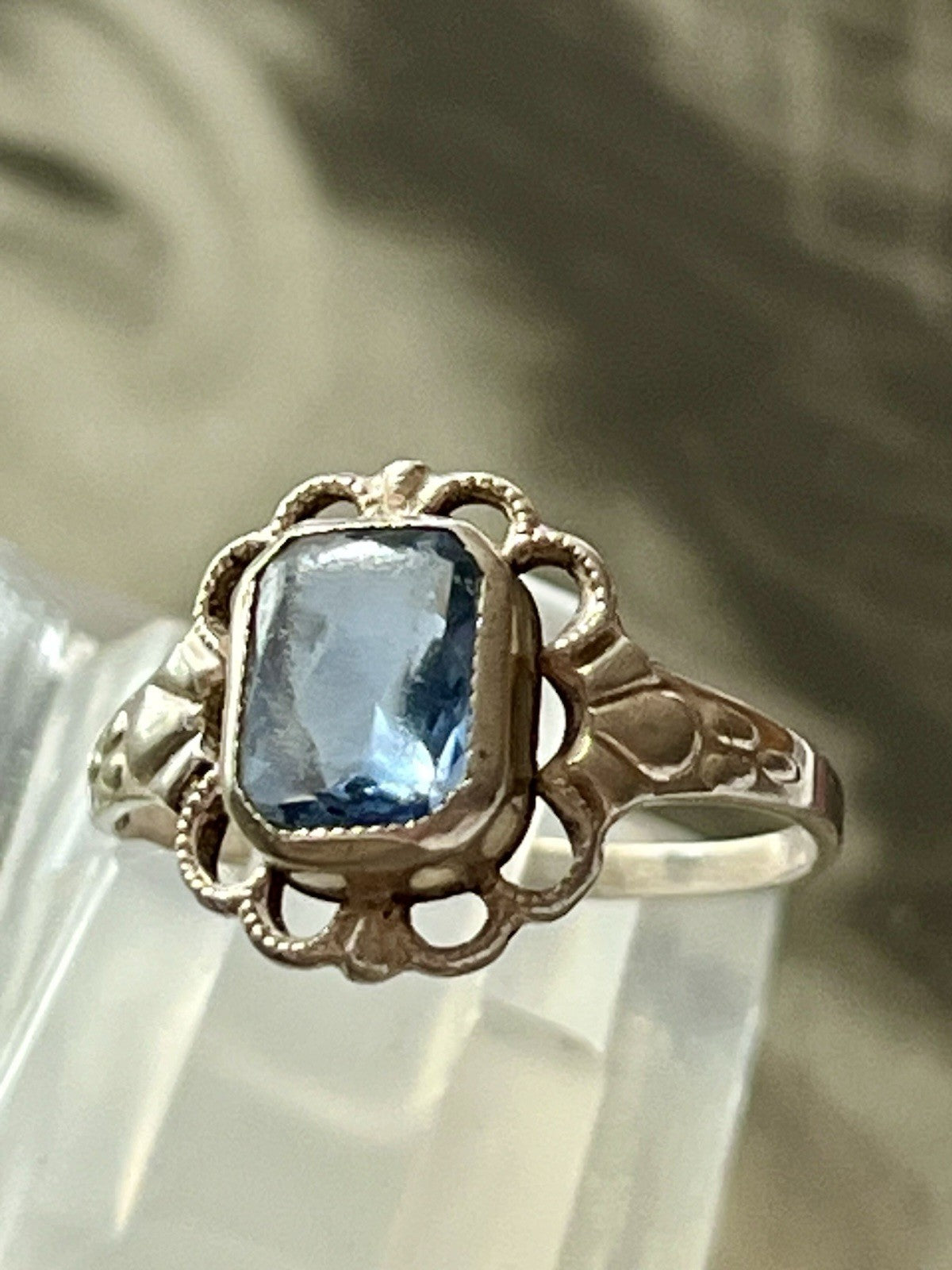 Antik Jugendstil blauer Stein DAMEN RING 835 Silber SUPER Gr.51