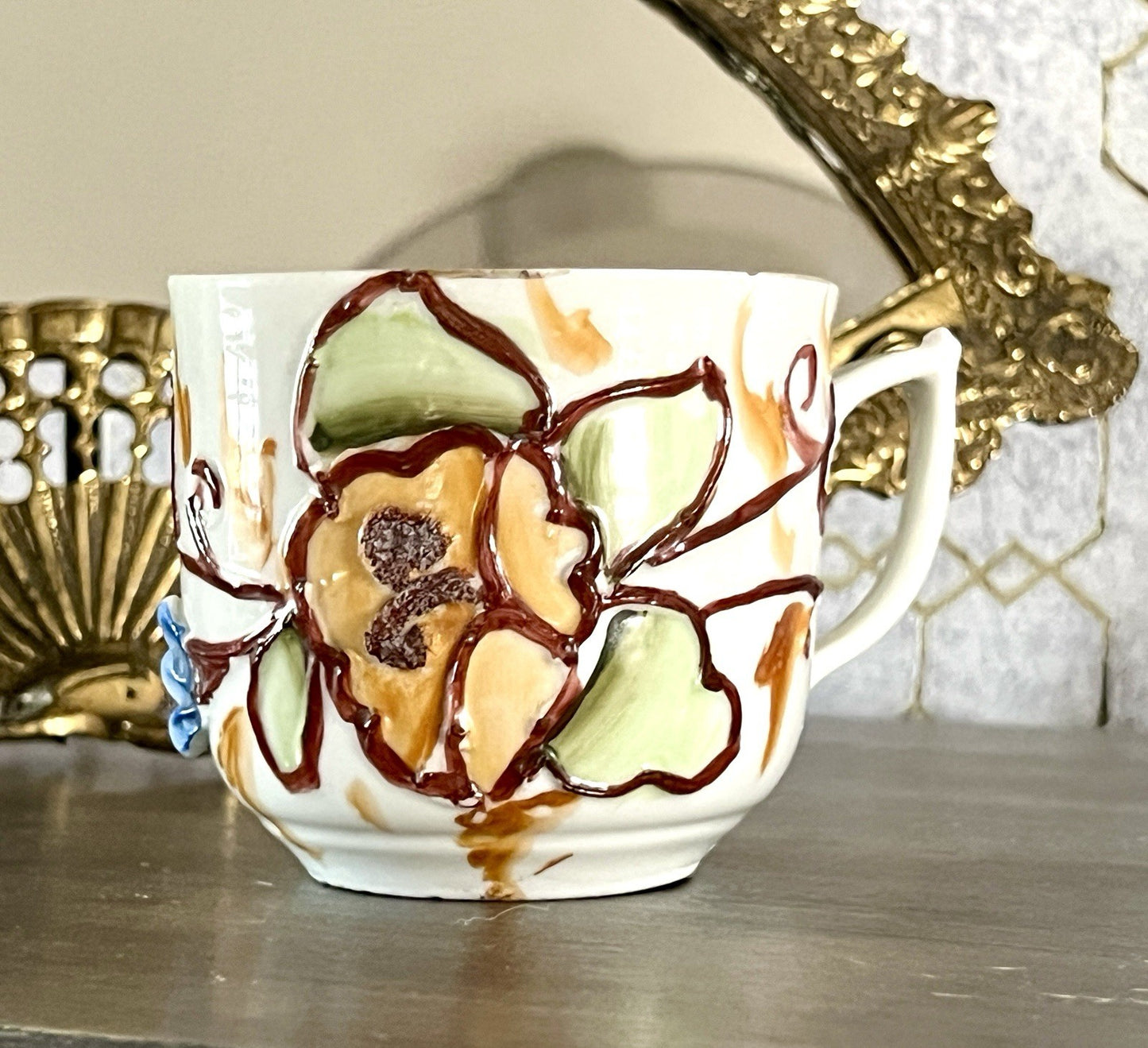 Antik Rosenhäferl Porzellan Andenken Tasse Zum Andenken Stucktasse Barttasse