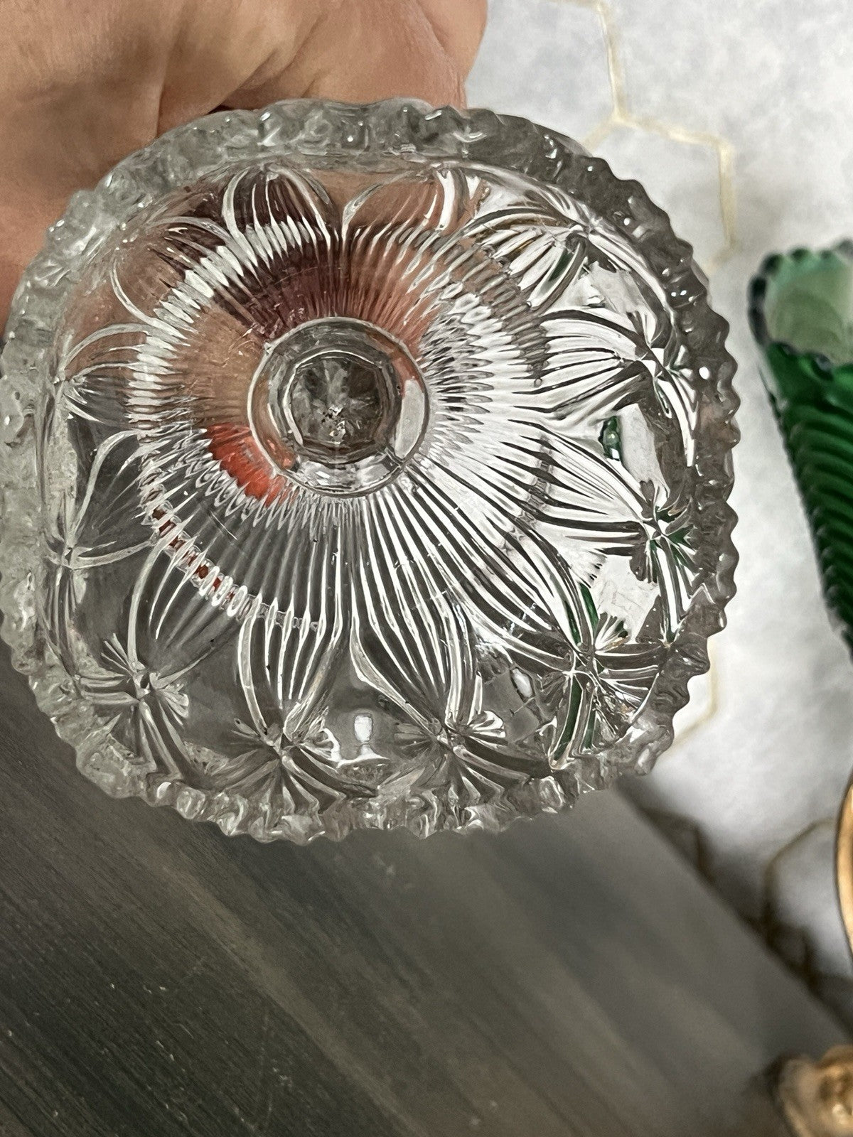 Antik Jugendstil Art Deco Pressglas Glas Fußschale Schale Zuckerschale