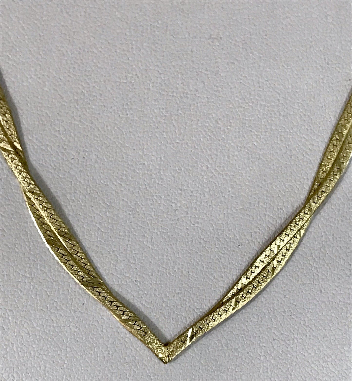 Alt Edel Vintage 925 Silber vergoldet Collier Halskette V-Form Schlangenmuster