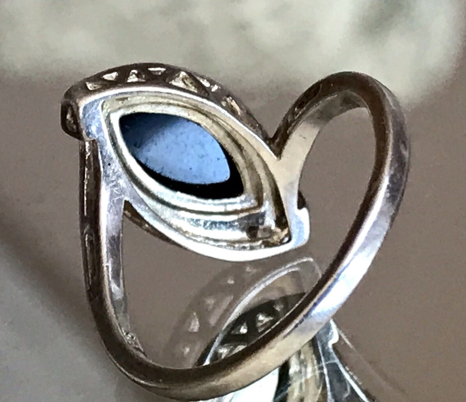 Vintage Onyx? DAMEN RING Silber 925 Gr.55 17,5 Schiffchen