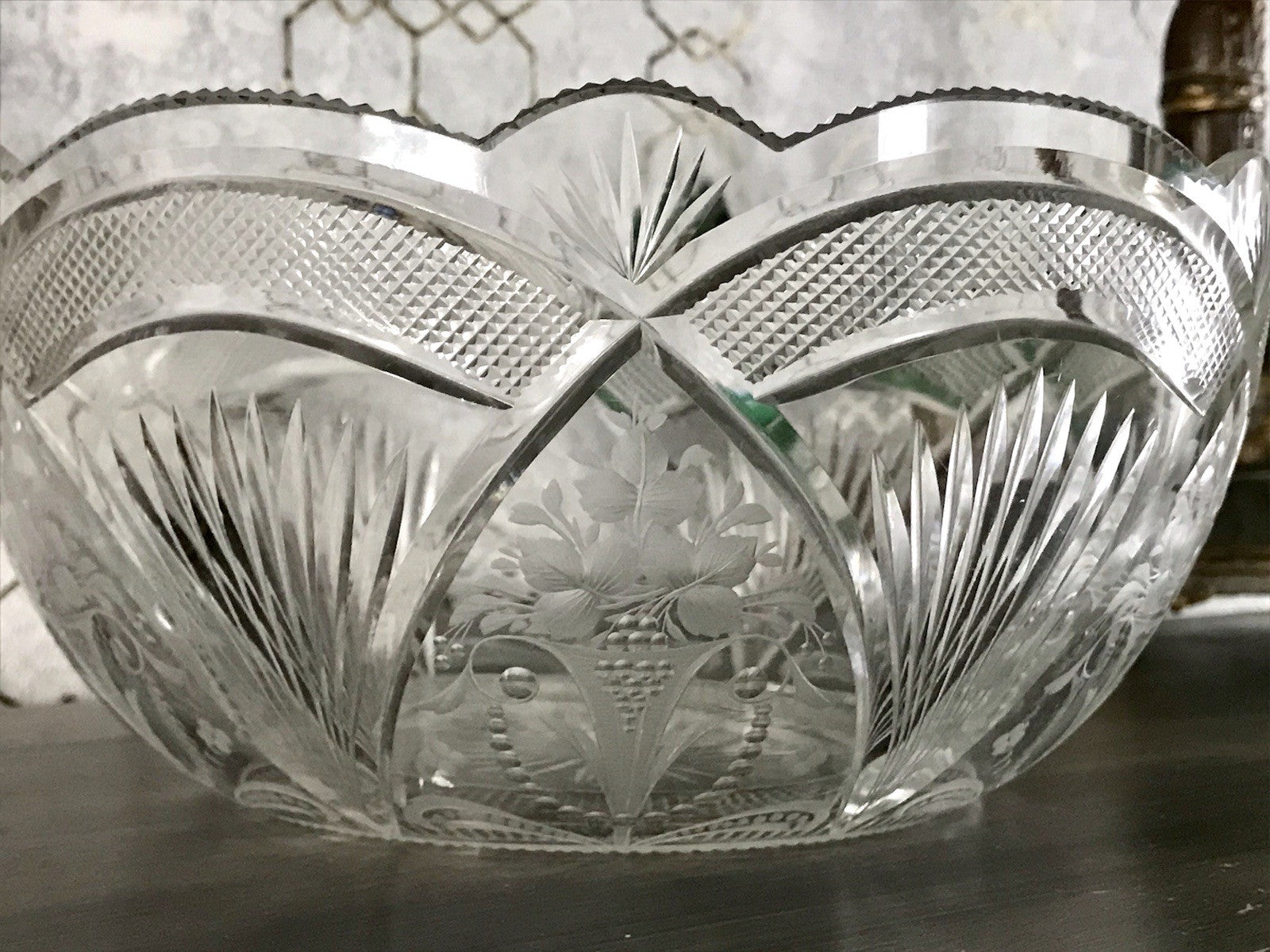 Antik Jugendstil SEHR EDEL Glasschale Schale Kristallglas Glas Schliff geätzt?