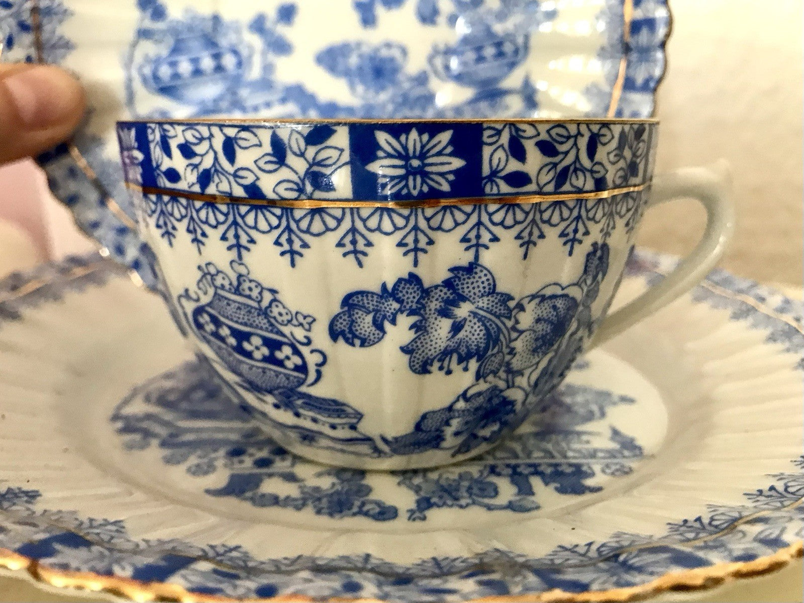 Antik Vintage Porzellan 1 Kaffee-Gedeck Sammeltasse Schön! China blau Tuppack&