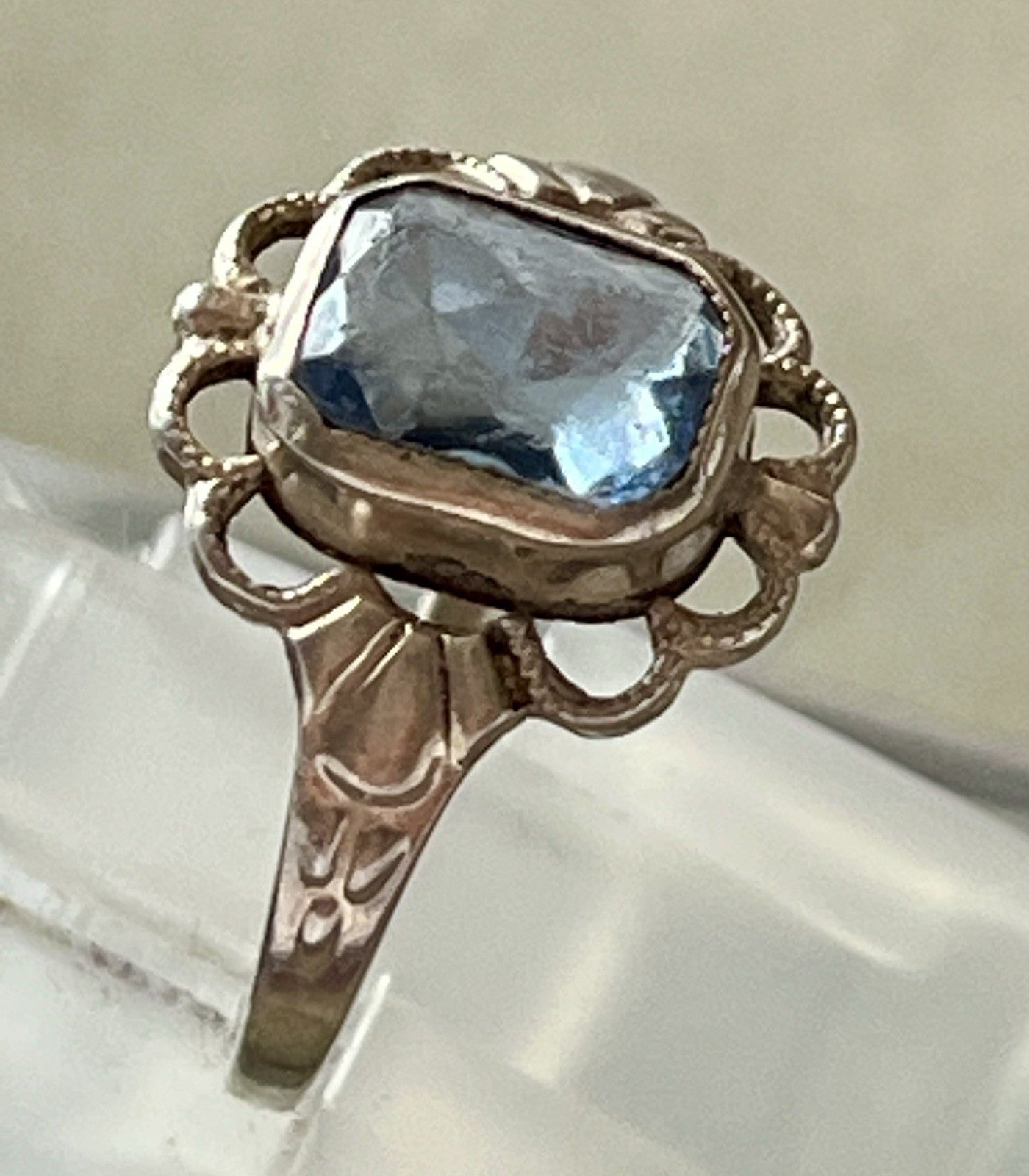 Antik Jugendstil blauer Stein DAMEN RING 835 Silber SUPER Gr.51