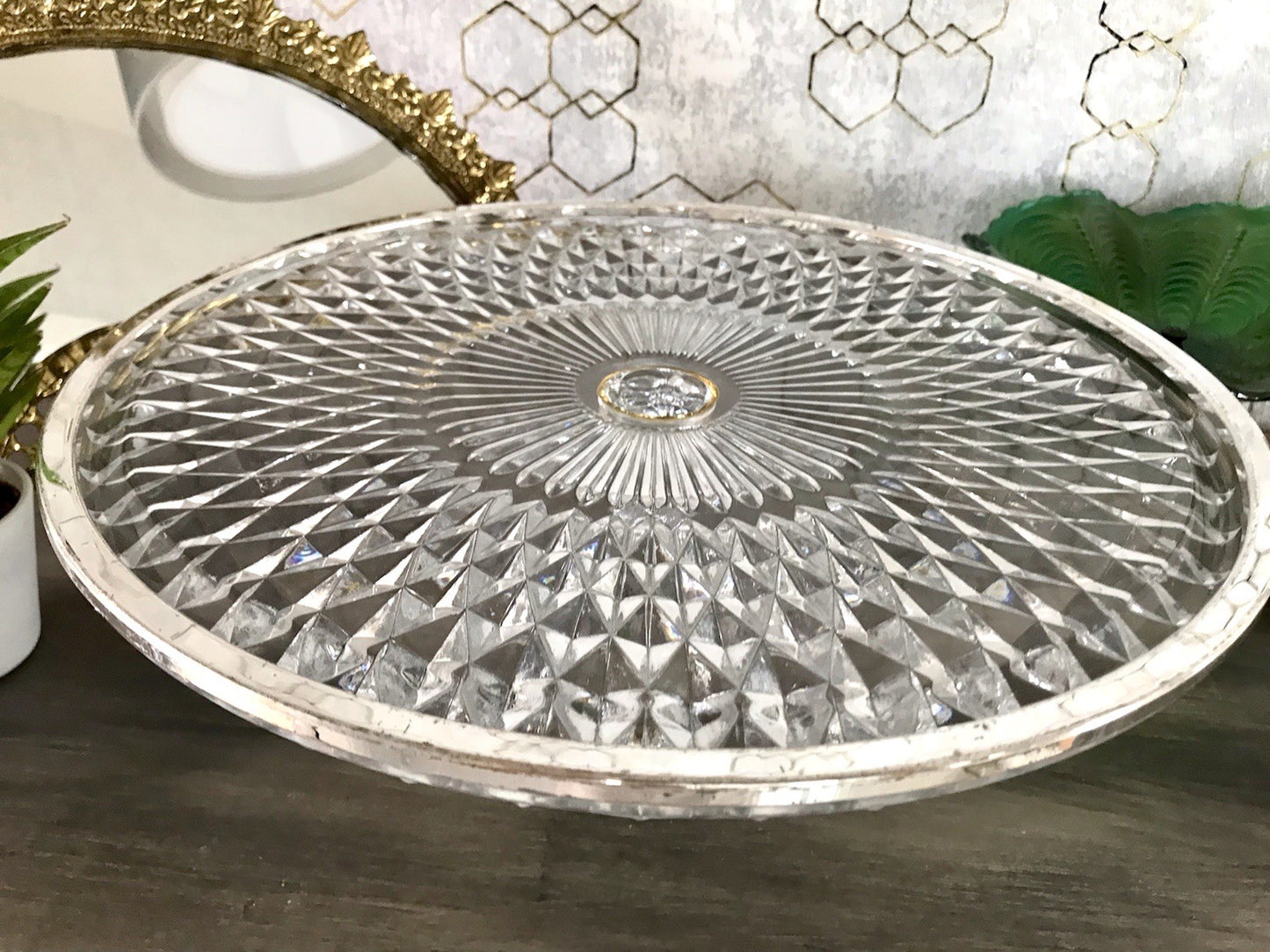 Vintage WMF Tortenständer Tortenplatte Glas Kristallglas Bleikristall Diadem