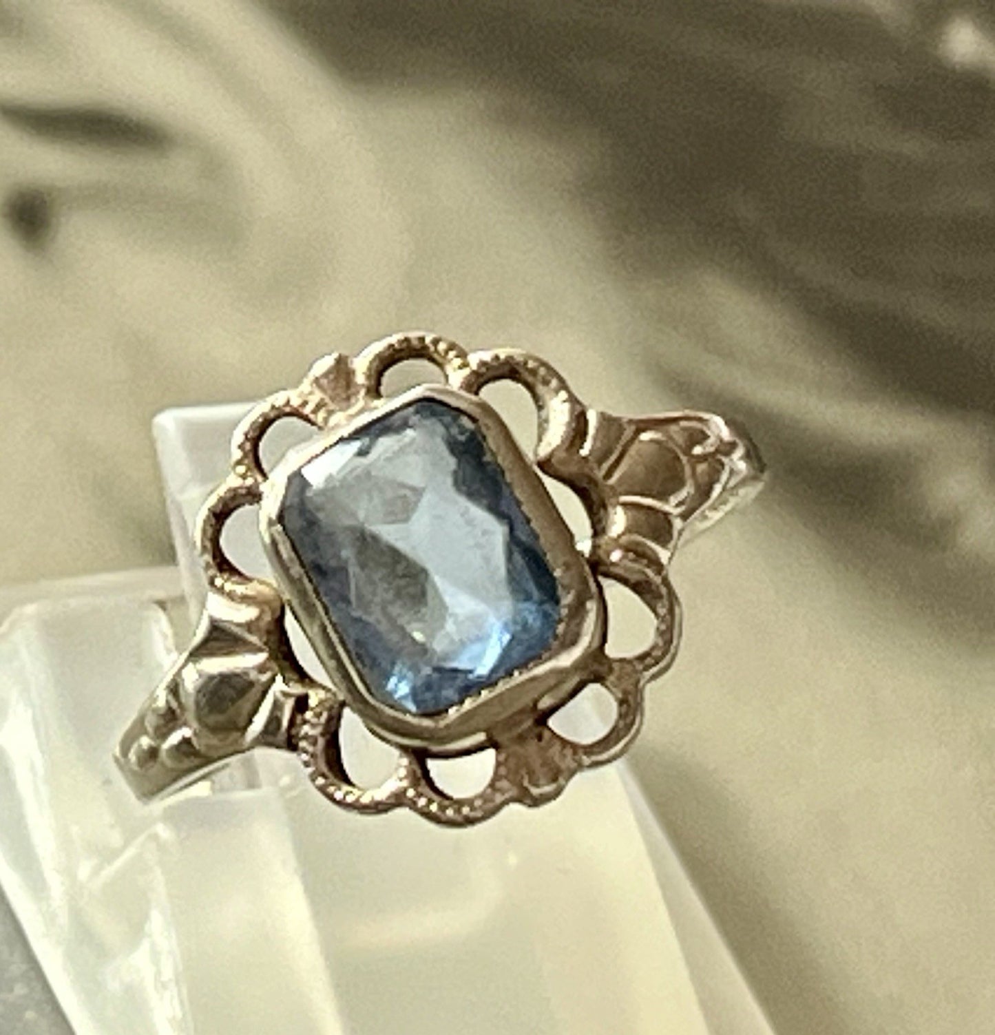 Antik Jugendstil blauer Stein DAMEN RING 835 Silber SUPER Gr.51