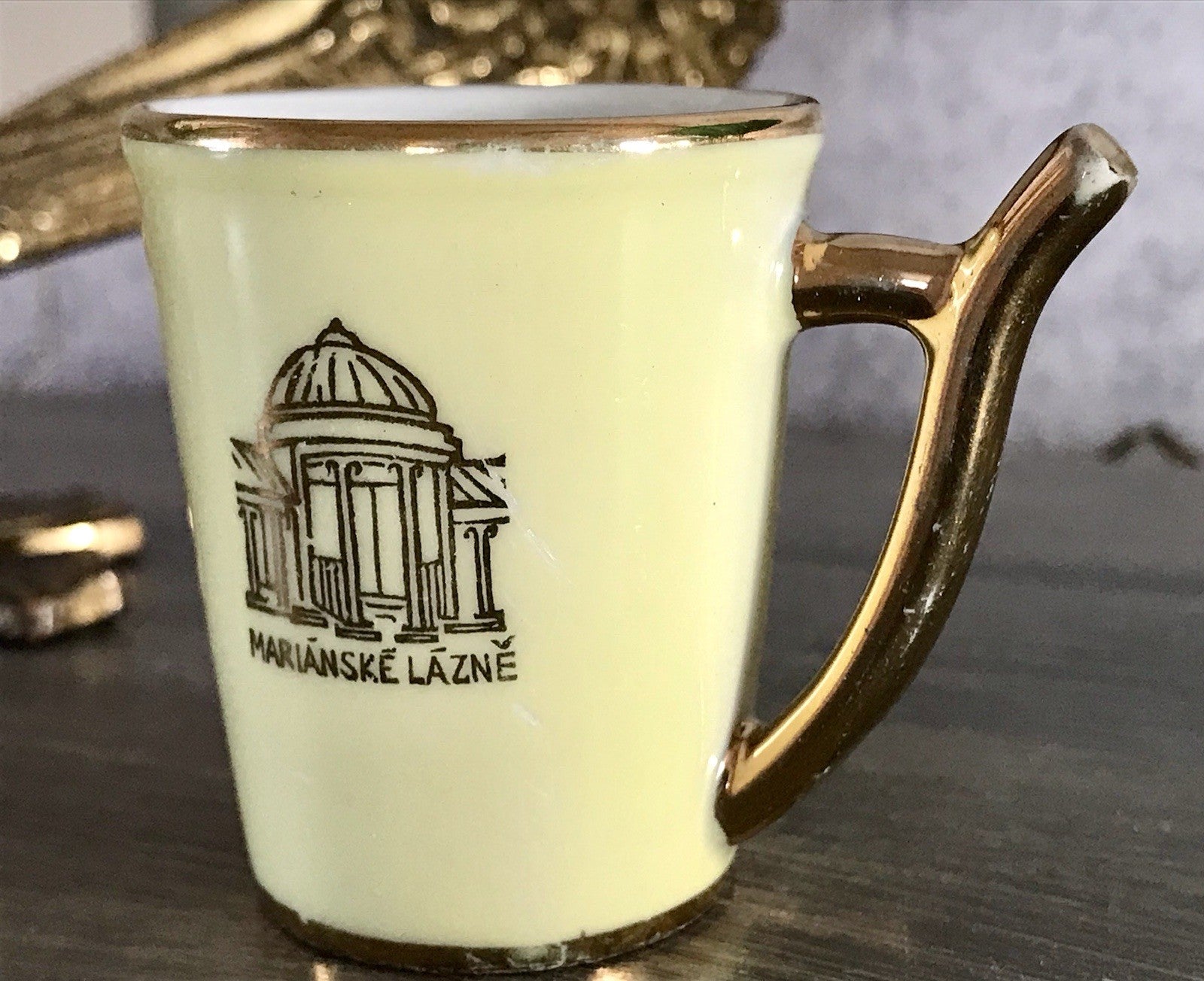 Antik Porzellan Andenken Becher Kurbecher Tasse Marianske Lazne