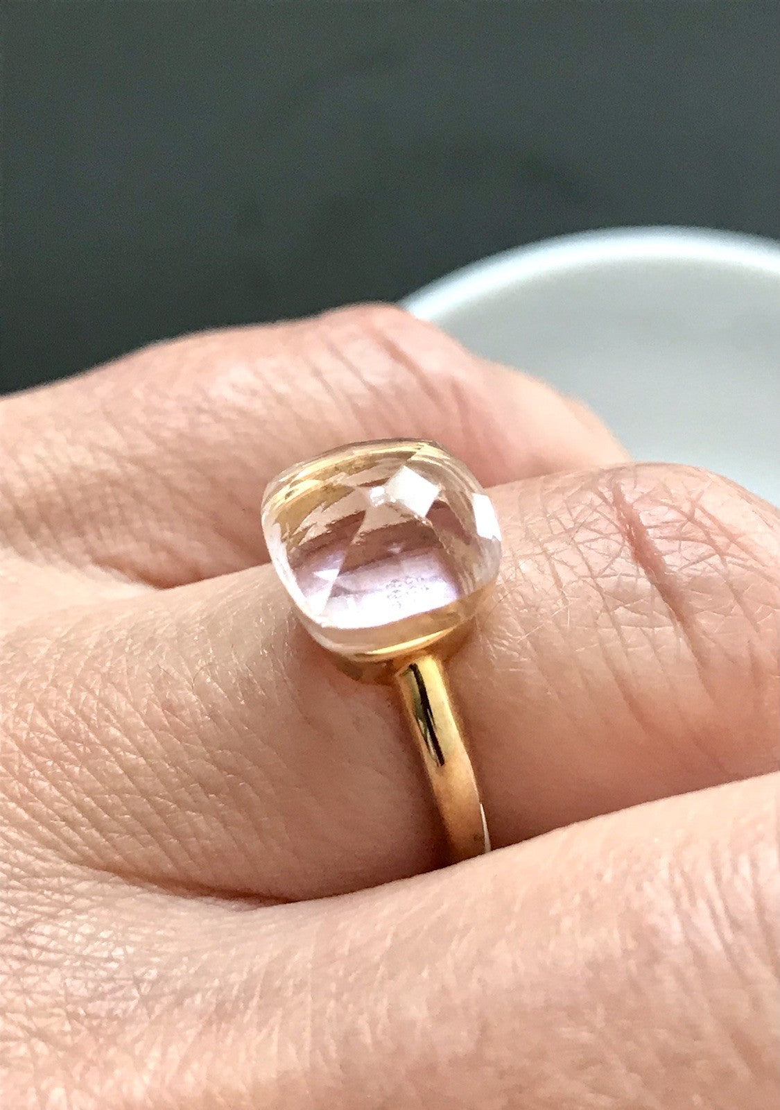 Vintage alt Damen Ring rosa Stein Silber 925 Gr.54 Rubbelit? vergoldet