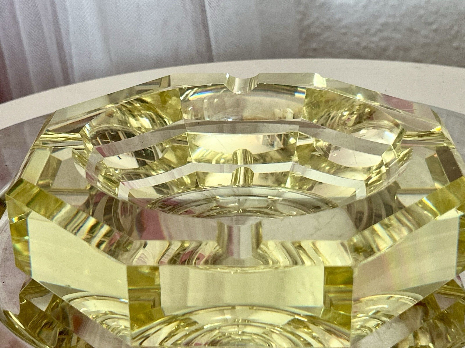 Antik? 3020g! Vintage Murano ? Aschenbecher Ascher Citrin gelb Kristallglas