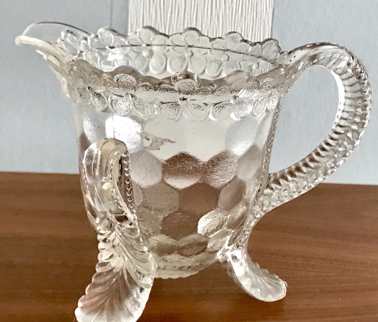 Antik Pressglas Sahnegießer Milchkännchen Kännchen Glas selten ungewöhnlich WOW