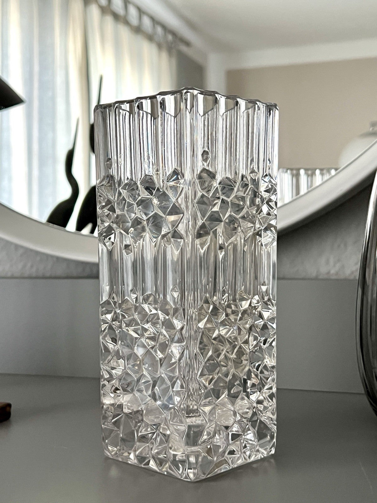 Vintage MCM Vase Blockvase Glasvase Glas Bleikristall Kristallglas Nachtmann?