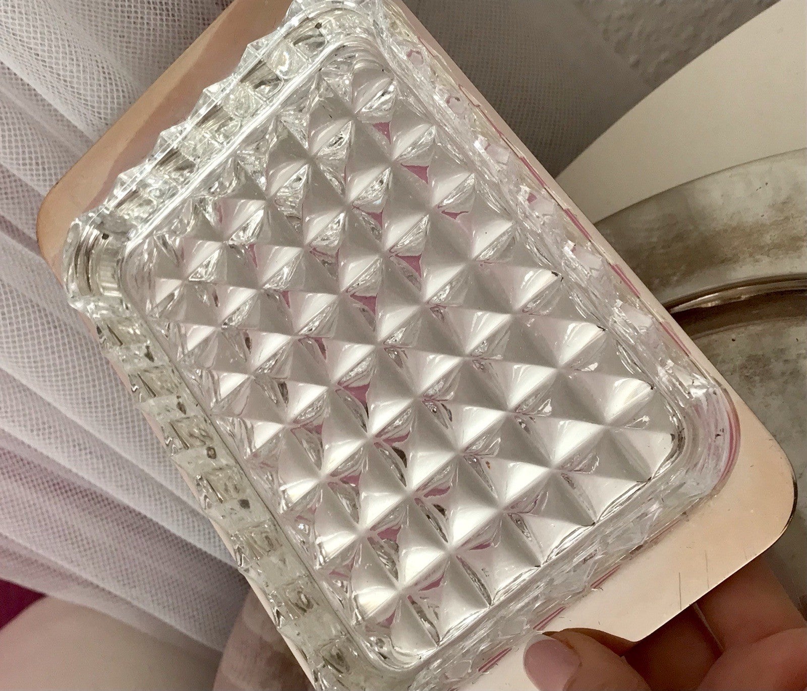 Vintage alt WMF Butterschale versilbert mit Kristallglas Einsatz Wagenfeld Ära