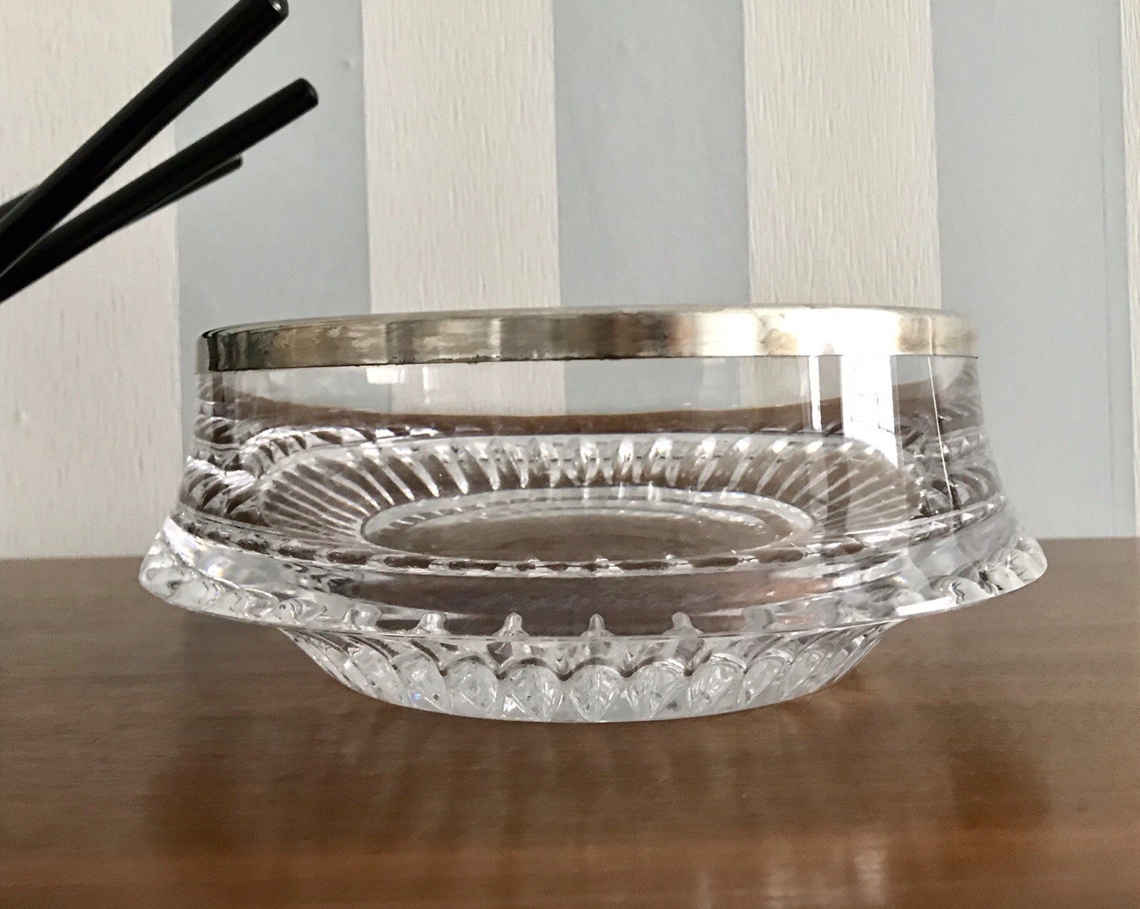 Vintage Glasschale Schale Glas versilbert Rand Kristallglas Bleikristall Europa