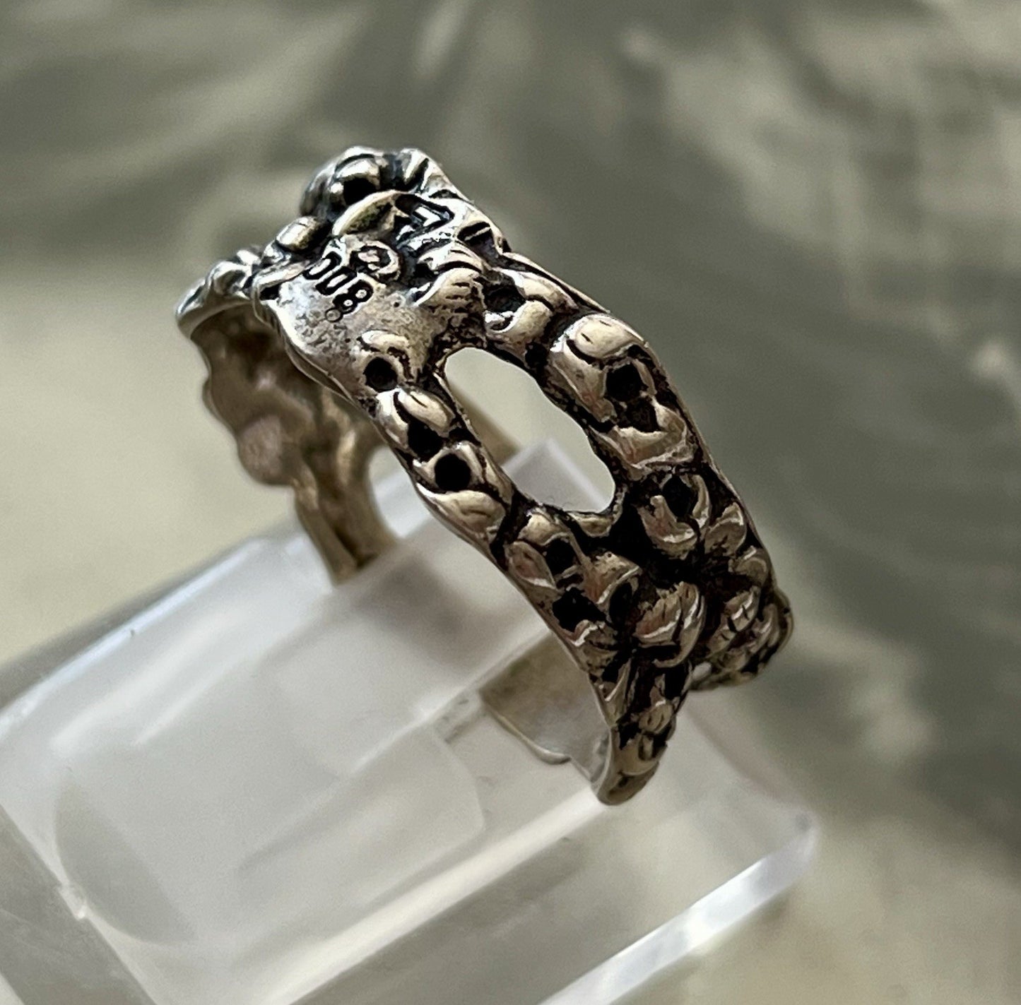 Antik Jugendstil Art Déco Bandring RING 800 Silber Gr.66 67 Durchbruchmuster