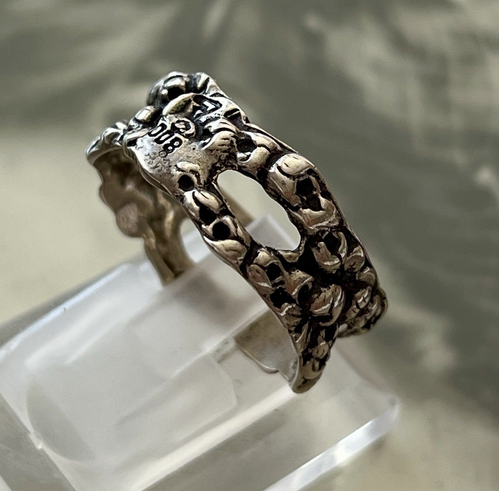Antik Jugendstil Art Déco Bandring RING 800 Silber Gr.66 67 Durchbruchmuster