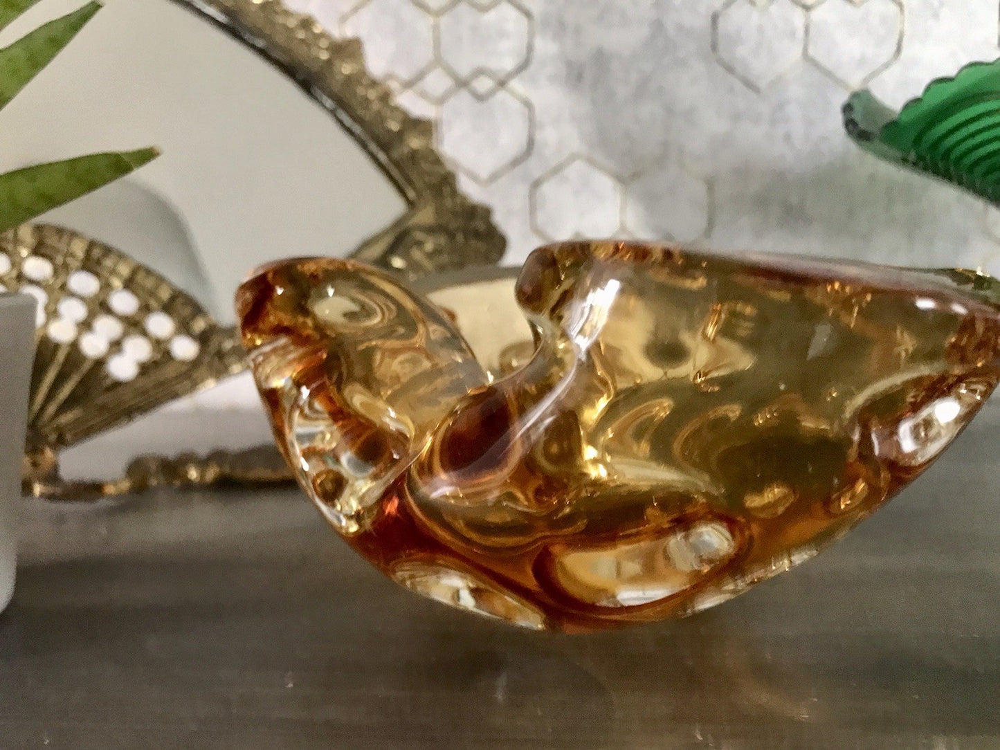 Murano 60er 70er Jahre Nieren Aschenbecher Schale Glas gelb Dubben So Schön!