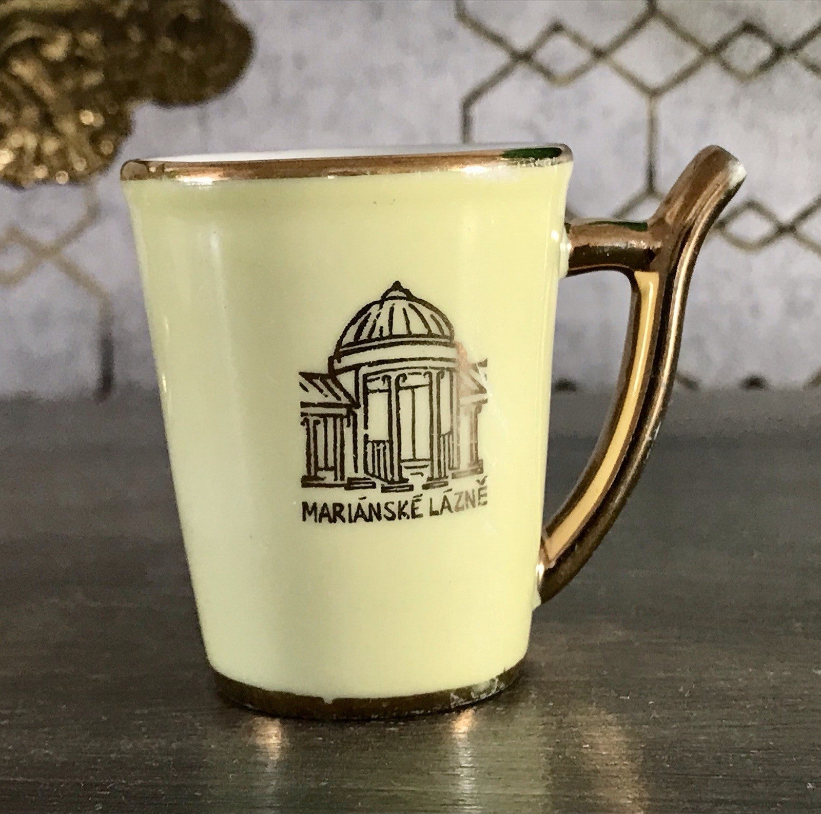 Antik Porzellan Andenken Becher Kurbecher Tasse Marianske Lazne