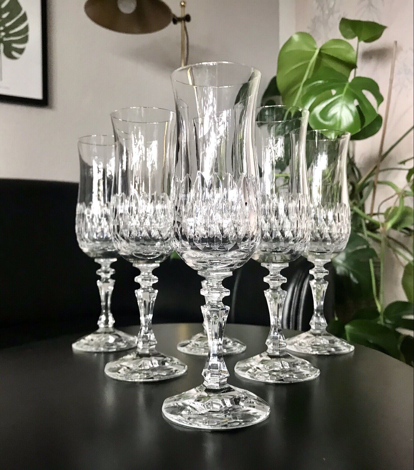 Vintage 6 EDEL Champagner Sektflöten Sektgläser Glas Kristallglas