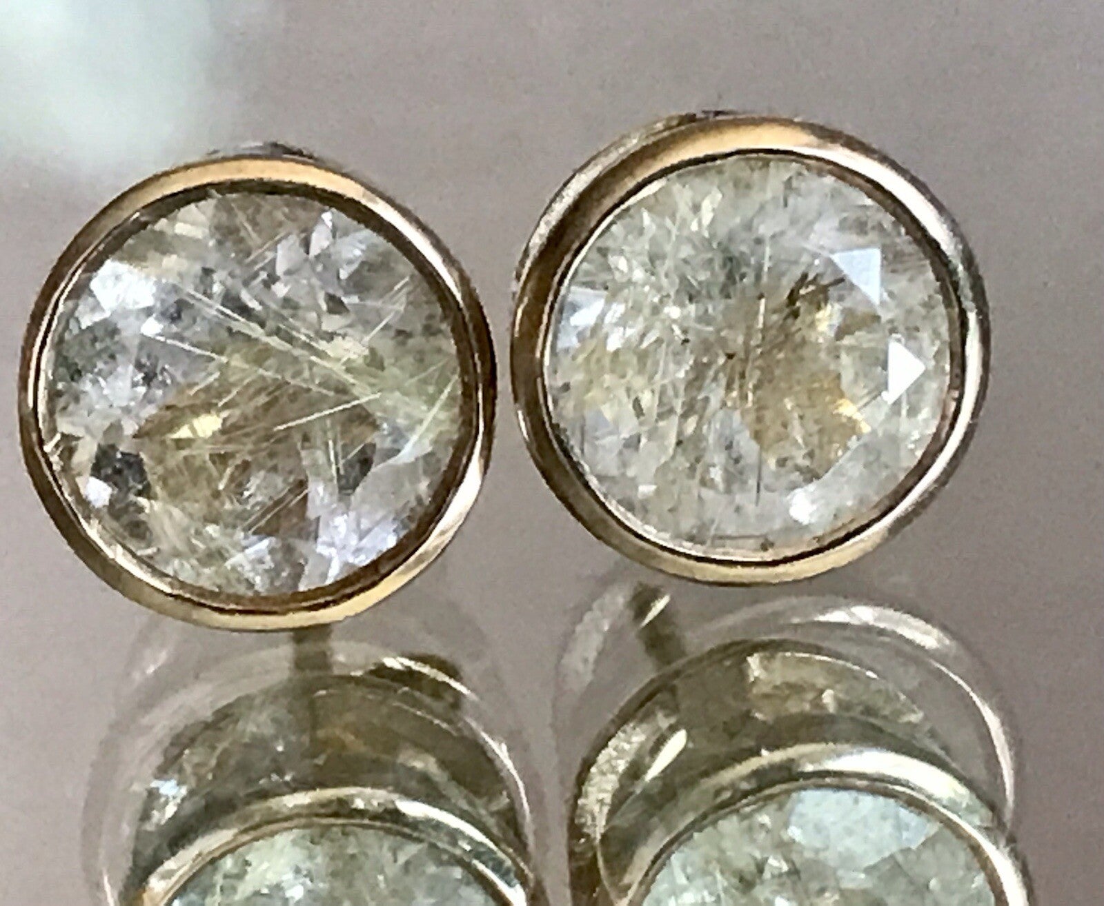 Ohrringe Ohrstecker DAMEN Silber vergoldet gold Bergkristall? Einschlüsse