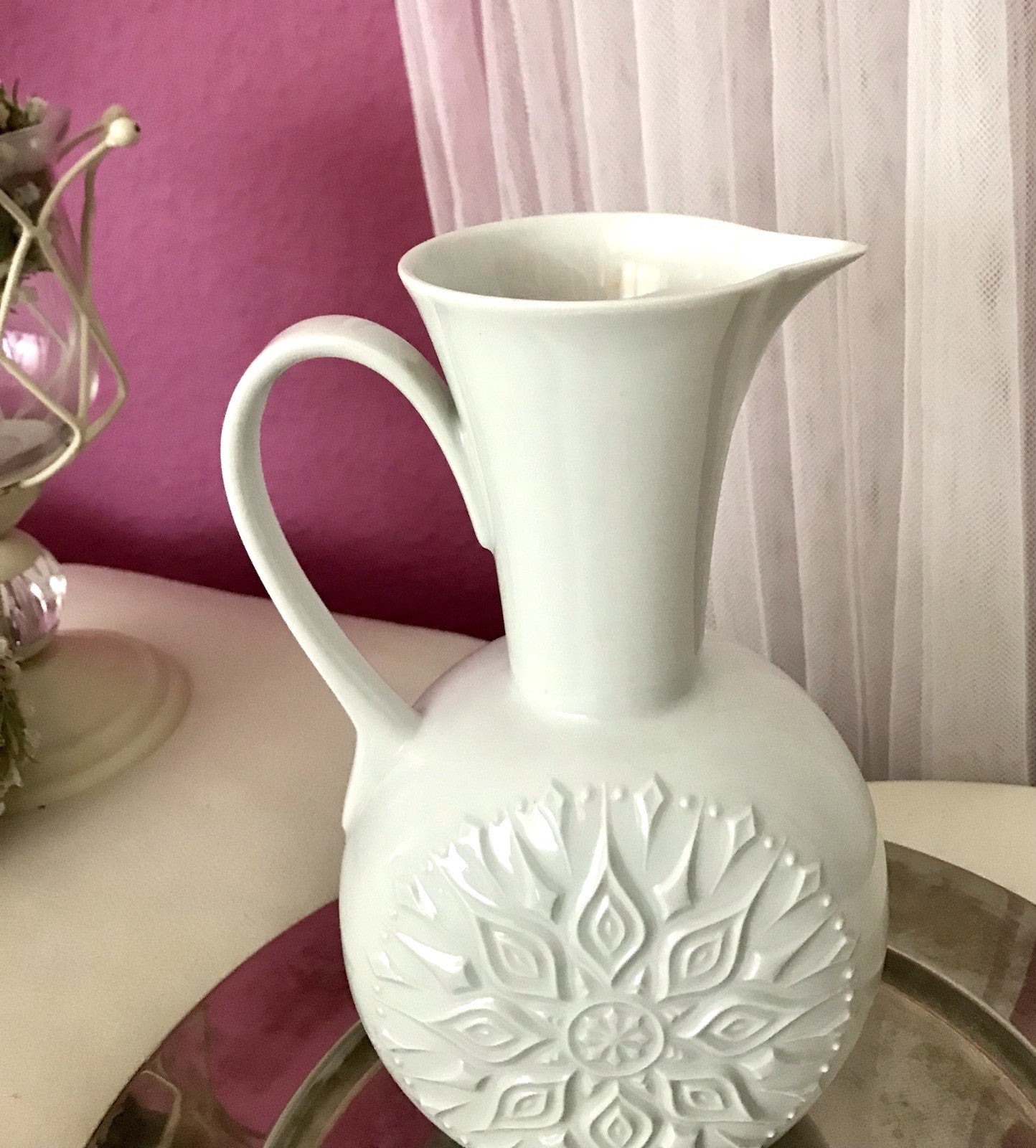 Vintage 60er Porzellan Vase OpArt Seltmann Vohenstrauß Porzellan Bavaria weiß