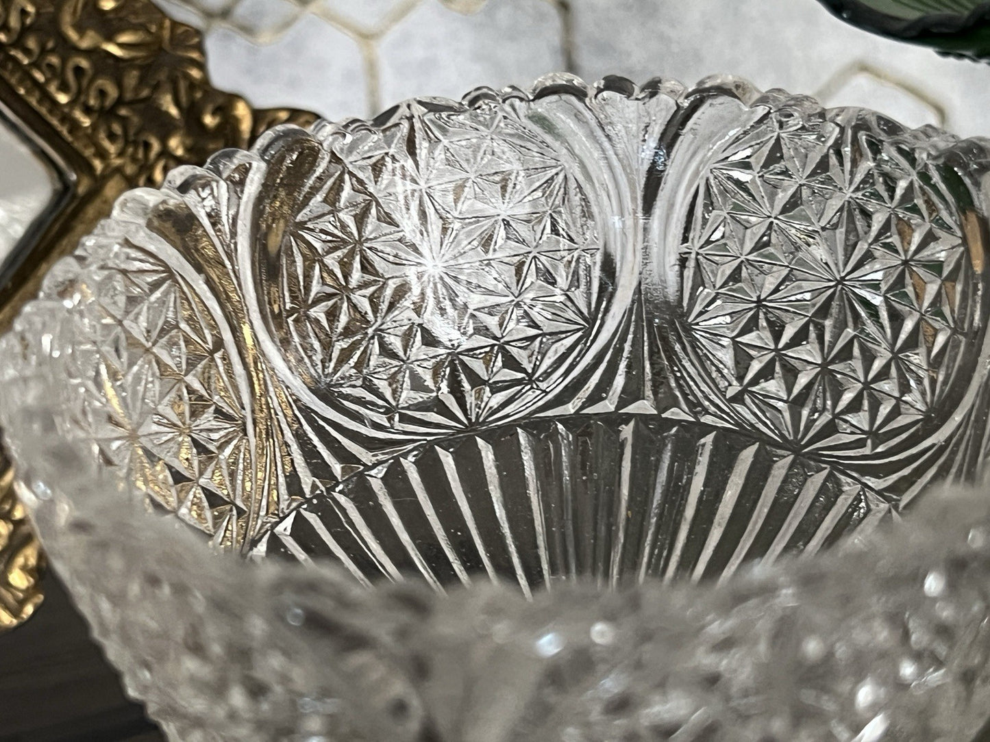 Antik Jugendstil Pressglas Glas Fußschale Schale Zuckerschale