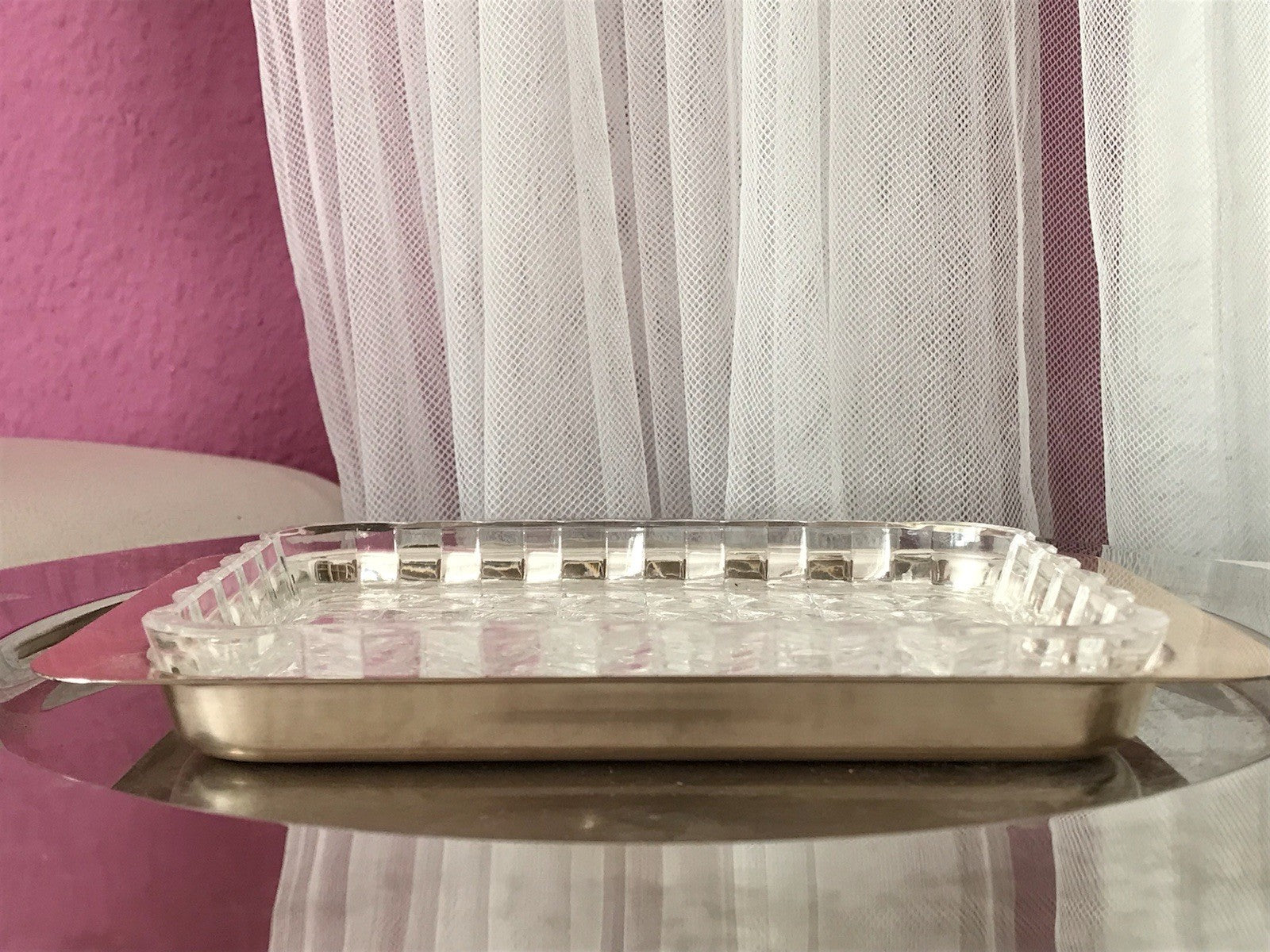 Vintage alt WMF Butterschale versilbert mit Kristallglas Einsatz Wagenfeld Ära