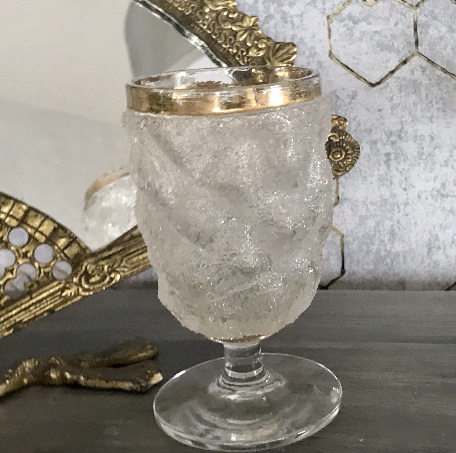 Antik 1 (von 10) Fußbecher Kelch Becher Weinglas Pokalglas Kristallglas? ~1870