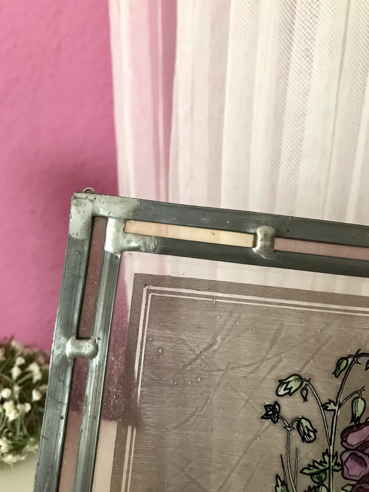 Antik? alt Bleiverglasung Fensterbild Blumenbouquett Glasmalerei