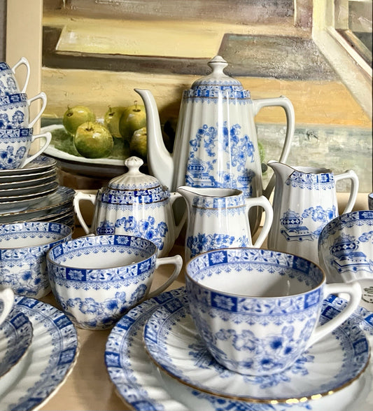 Edel Vintage Porzellan Kaffeeservice 12 Pers. Seltmann Weiden &andere China blau