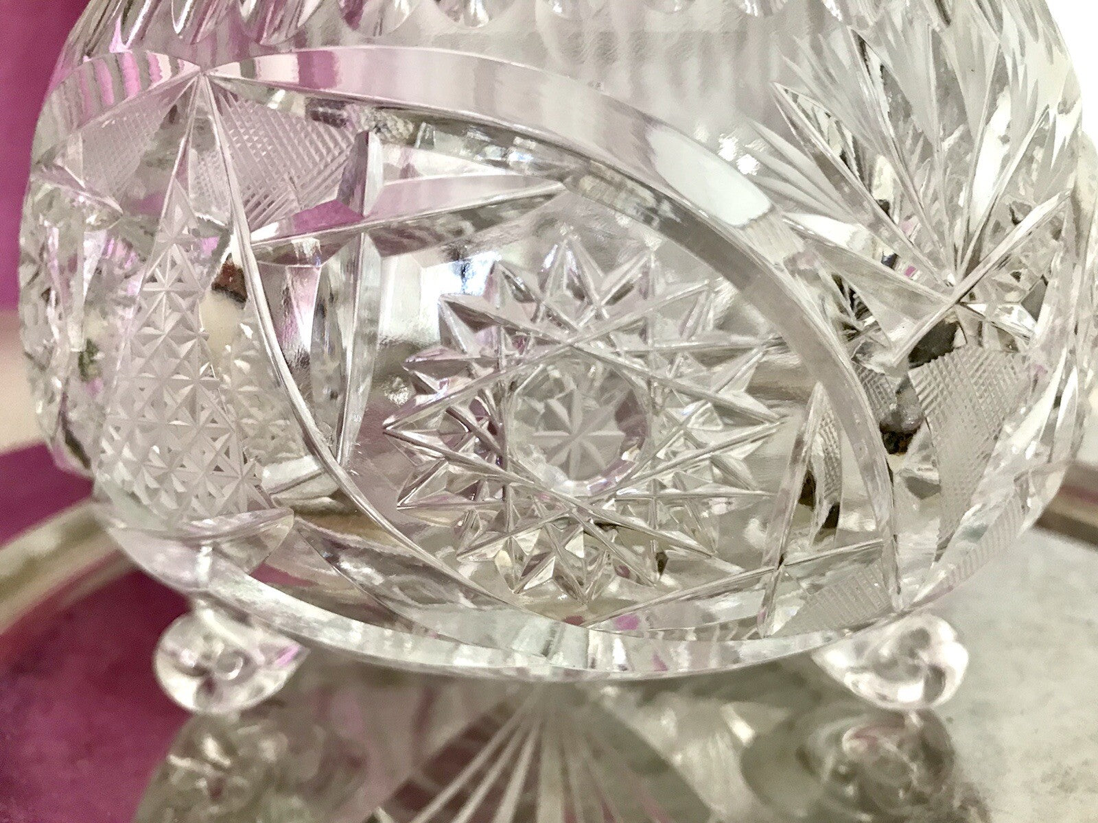 Alt Vintage Bleikristall Bonboniere Schale Glas edel Kristallglas PRL Polen