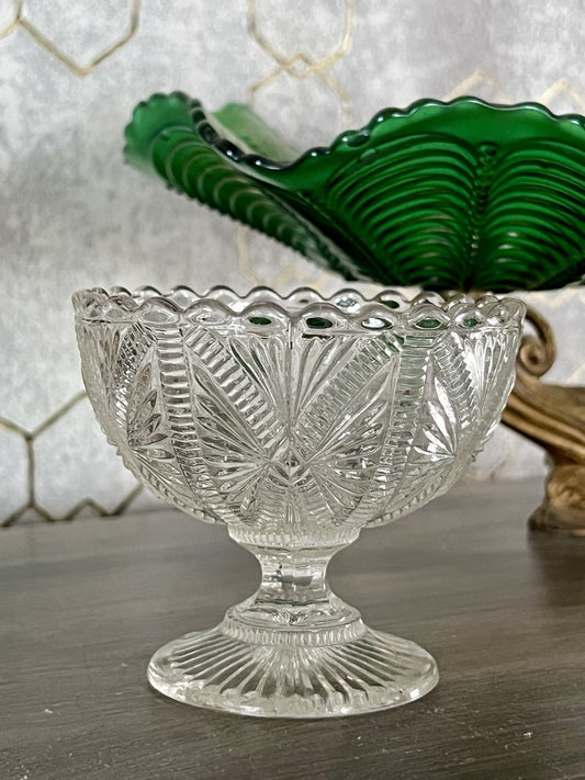Antik Jugendstil  Pressglas Glas Fußschale Schale Zuckerschale Villeroy&Boch