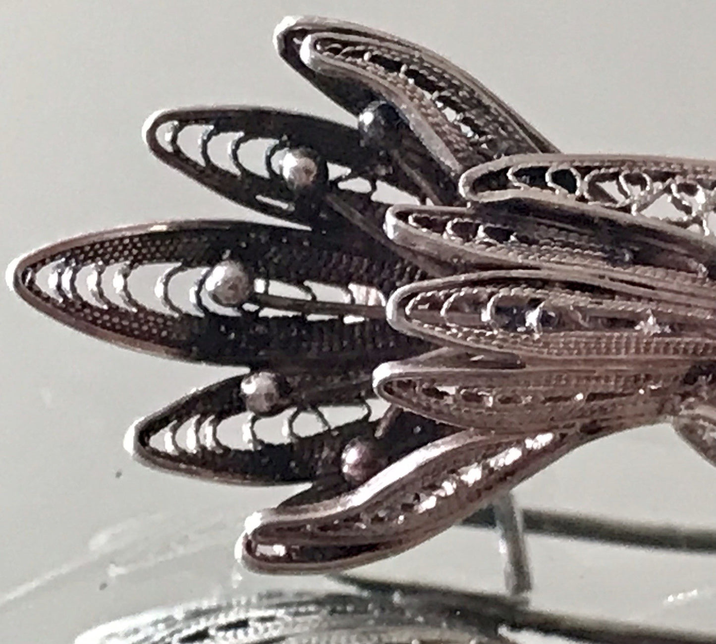 Antik filigran Blüte Blume 2in1 Anhänger Kettenanhänger Brosche Silber