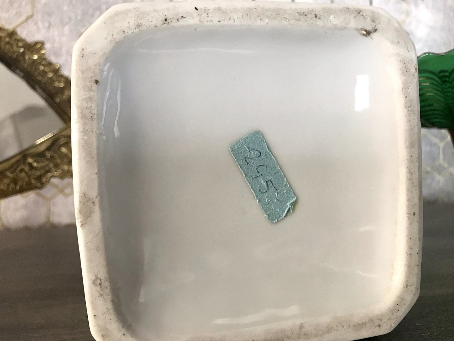 Antik Porzellan Dose Vorratsgefäß Vorratsdose Salz Blumenborte Art Déco