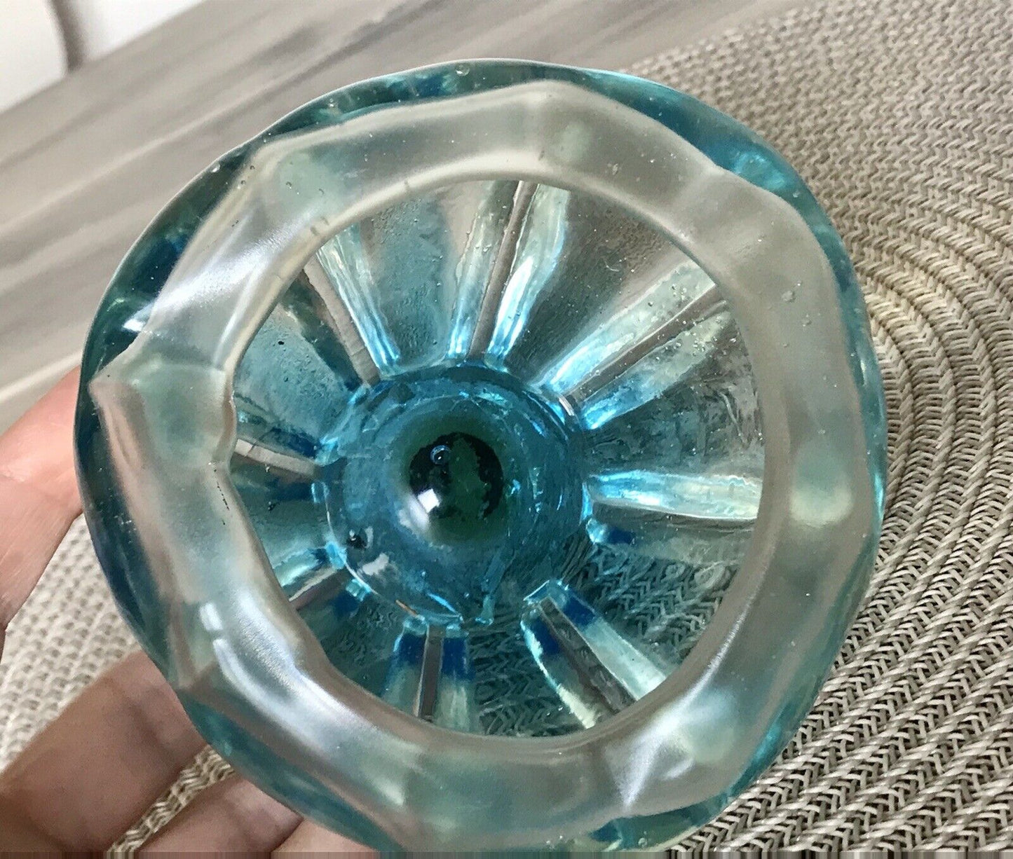 Antik ? Murano ? Schale Glasvase Glas türkis blau seidig schimmernd Lüster