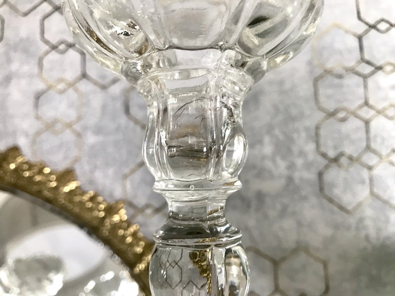Antik Art Déco 2x Kerzenleuchter Leuchter Kerzenständer Pressglas Glas