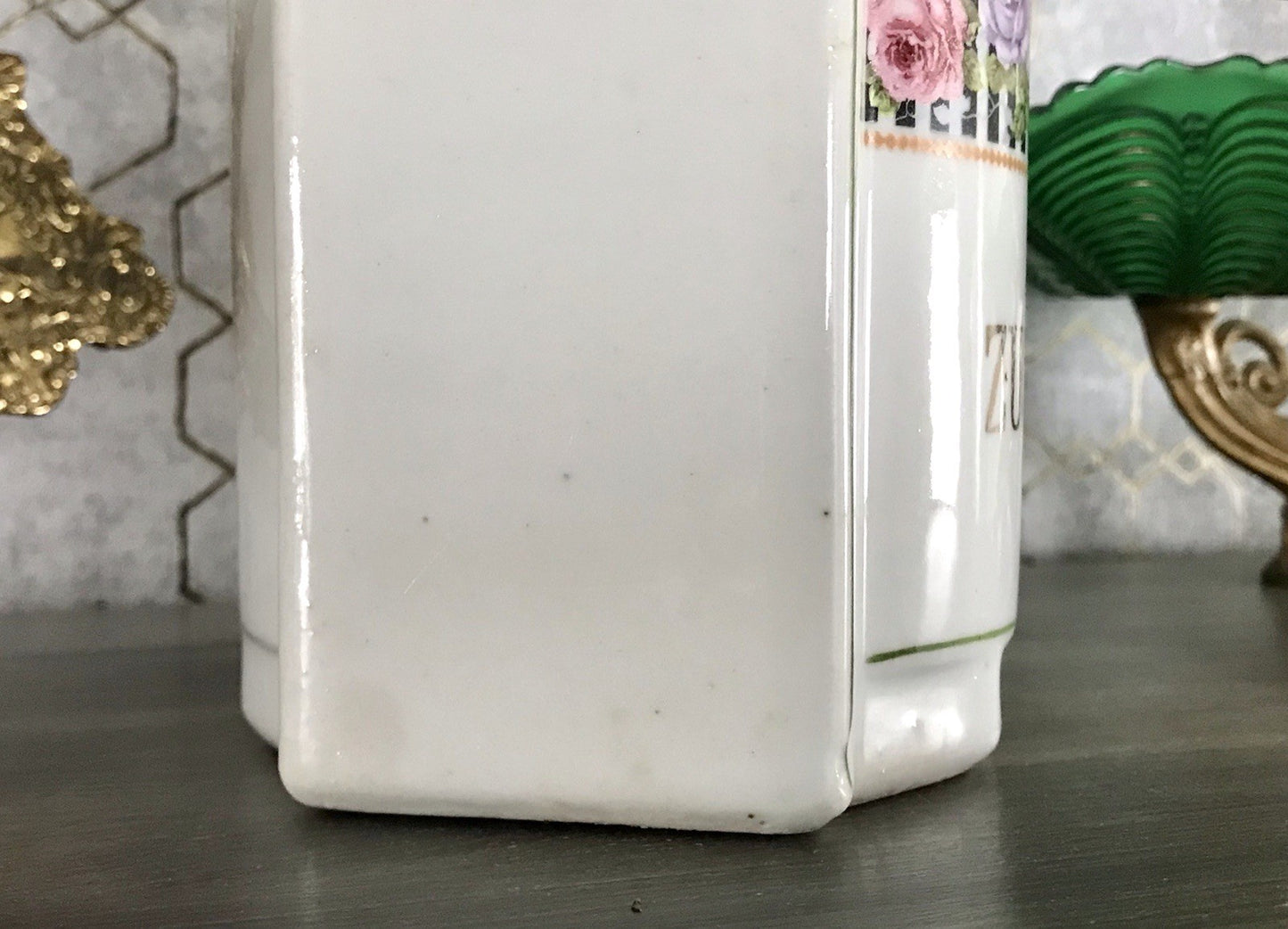 Antik Porzellan Dose Vorratsgefäß Vorratsdose Zucker Rosen Jugendstil Art Déco